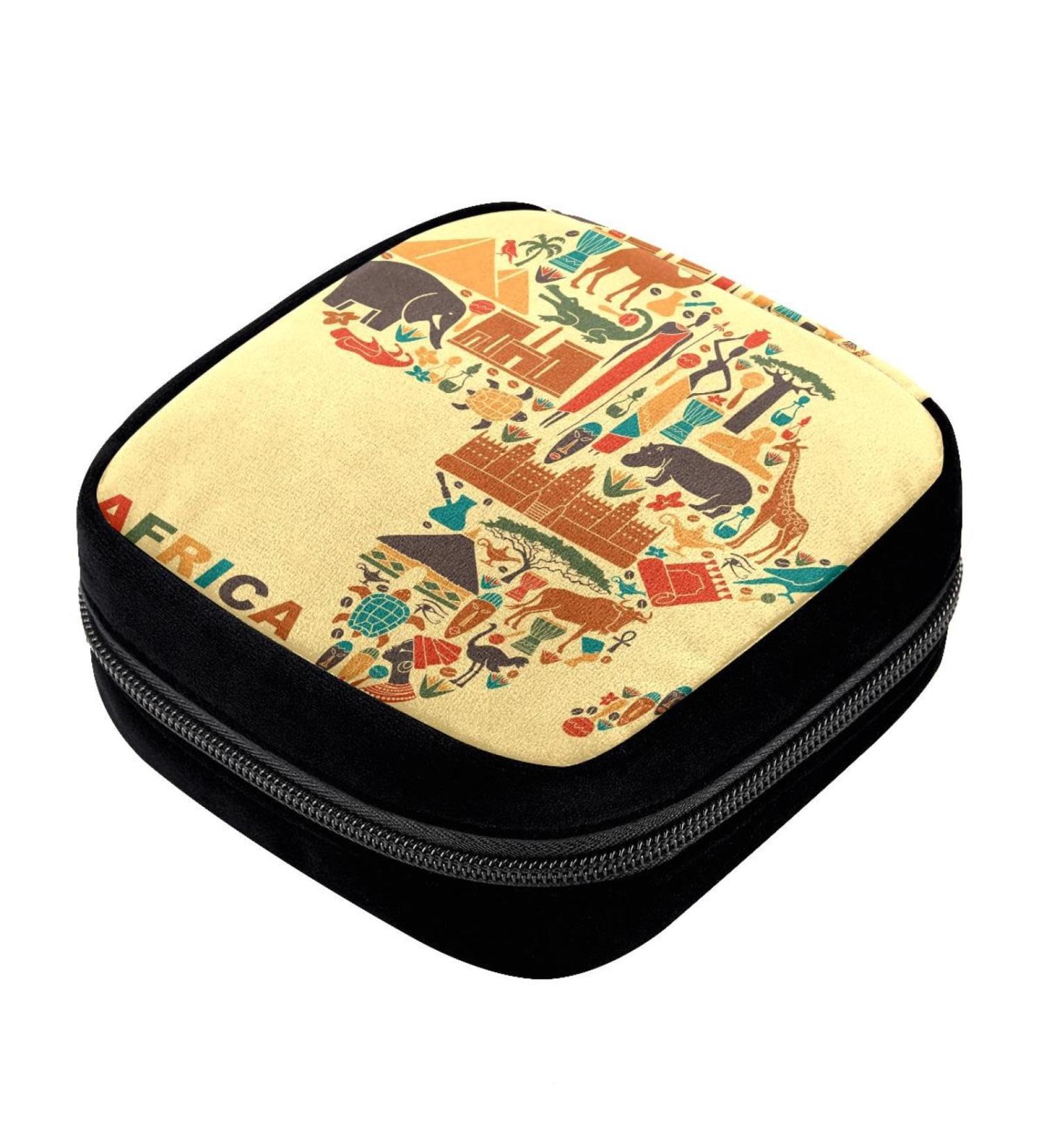 GIAPB Period Bag - African Animal Color Sanitary Napkin Storage & Makeup Pouch - Buy Online on GoSupps.com