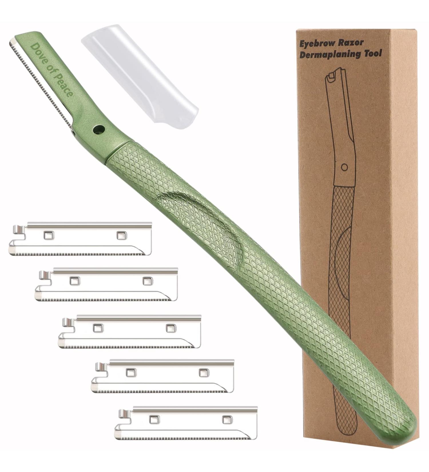 Dermaplaning Tool Beauty Metal Eyebrow Knife | Face Hair Cleaning Tool | Women's Shaving Razors & Blades - Apple Green - Buy Online on GoSupps.com