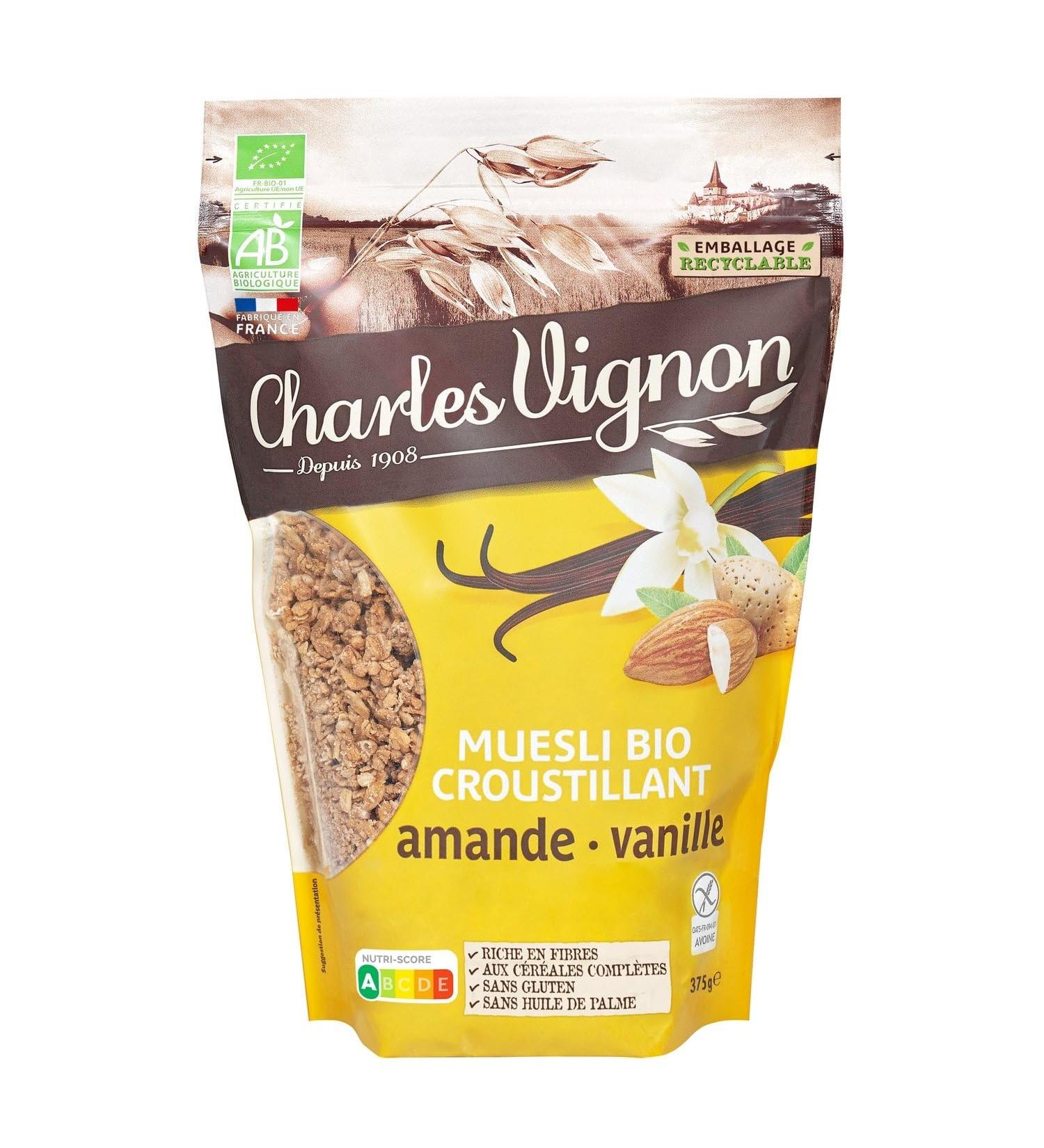 C r ales muesli croustillant amande vanille sans gluten Bio CHARLES VIGNON - Le sachet de 375 g Lot De 3 - Par Lot