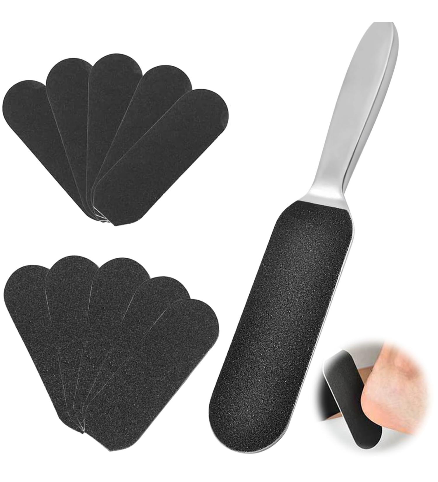 Double-Sided Pedicure Foot File & Callus Remover for Hard Skin Professional Stainless Steel Foot Rasp File with 10 Replacement Refill Grits Papers Foot Files for Hard Skin for Home Pedicure - Buy Online on GoSupps.com