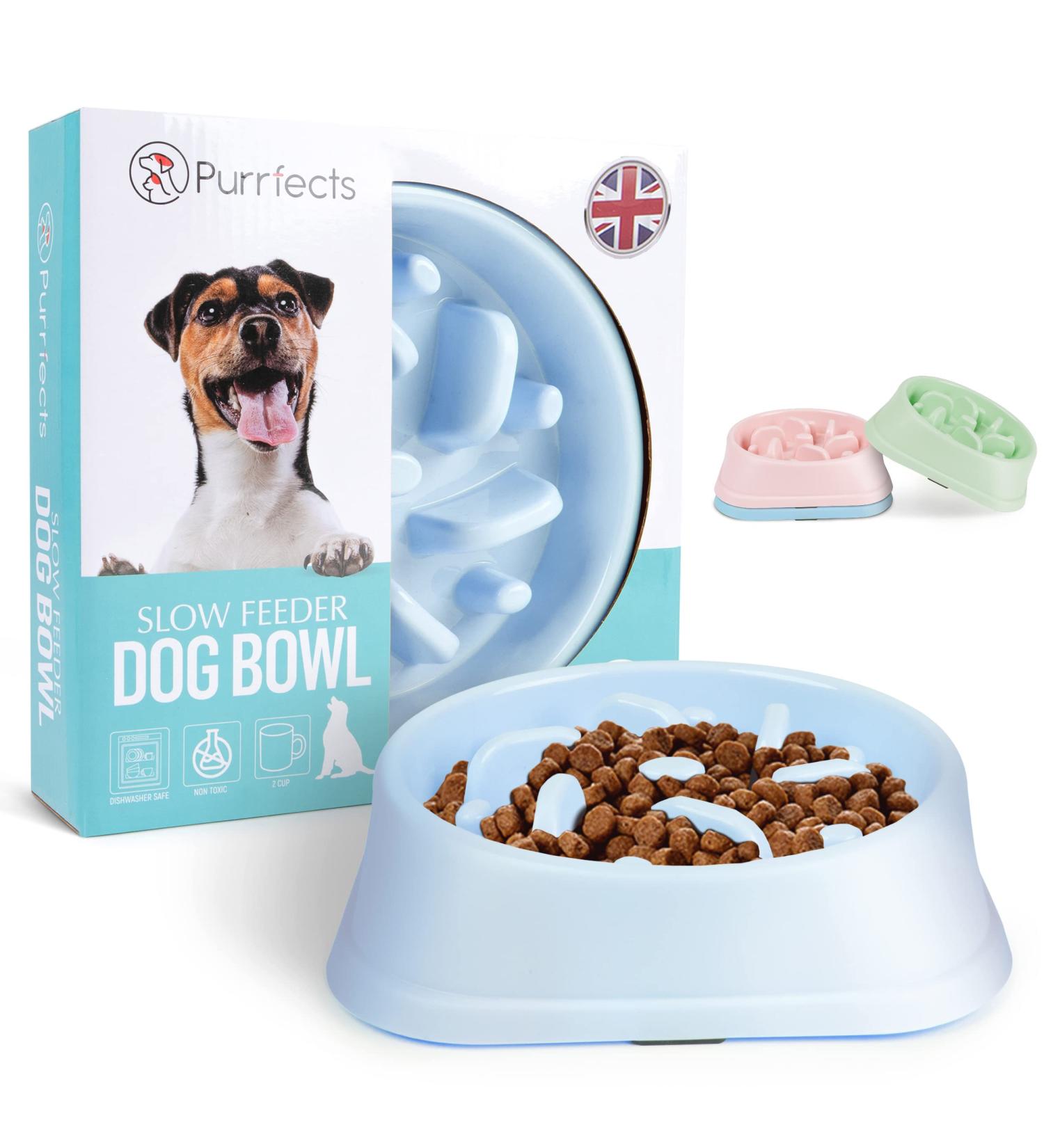 Purrfects Slow Feeder Dog Bowl (Sky Blue) - Anti Choke and Bloat - Dog Slow Feeder for Slower Feeding - Buy Online on GoSupps.com
