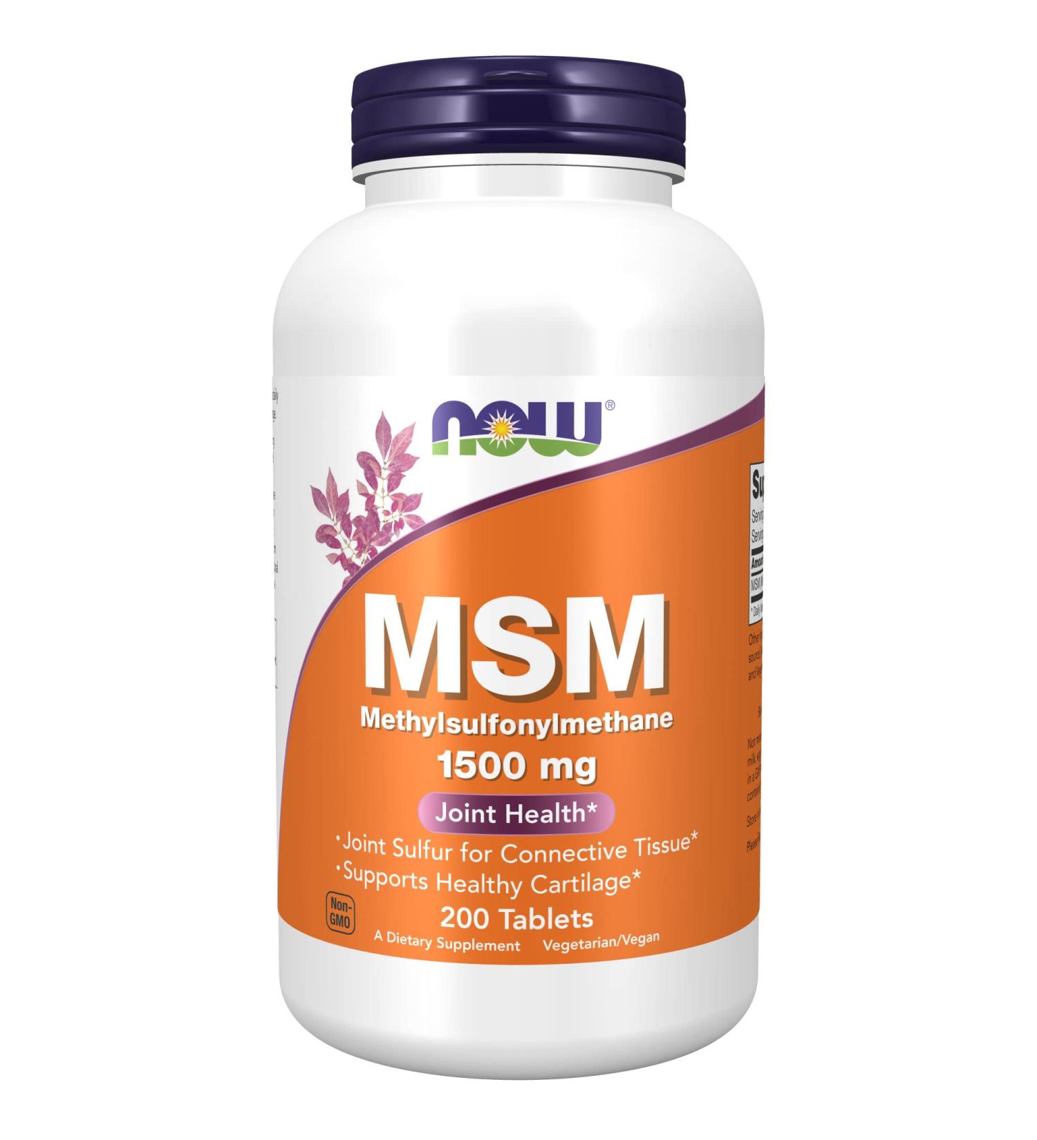 Now Foods MSM 1500 mg - Methylsulphonylmethane - 200 Tablets | Joint Support & Wellness - Buy Online on GoSupps.com