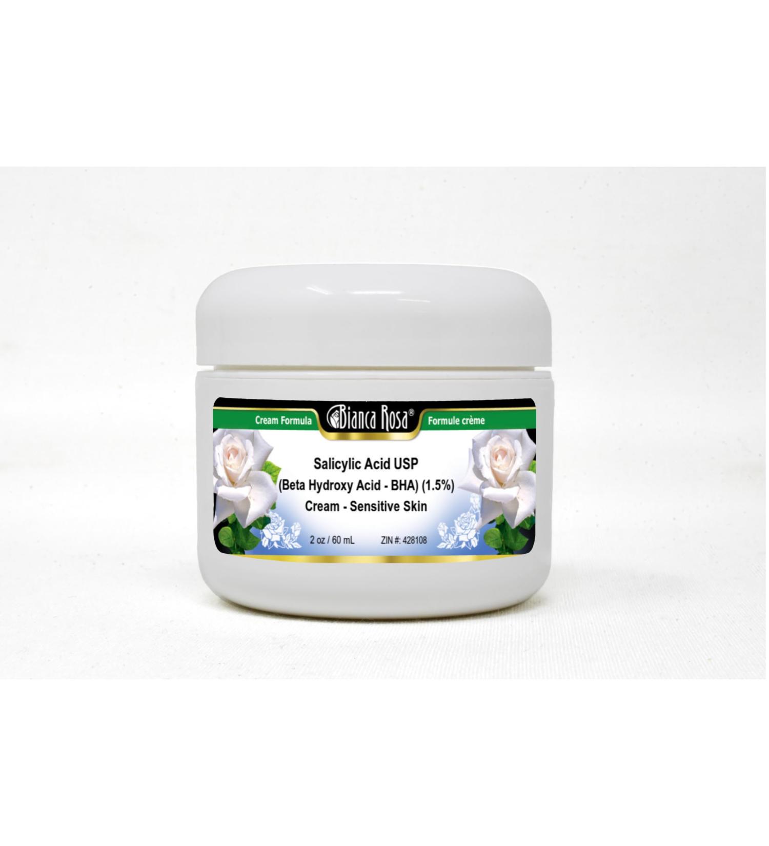 Salicylic Acid USP Cream (1.5%) for Sensitive Skin - Beta Hydroxy Acid - 2 oz | International Shipping Available - Buy Online on GoSupps.com