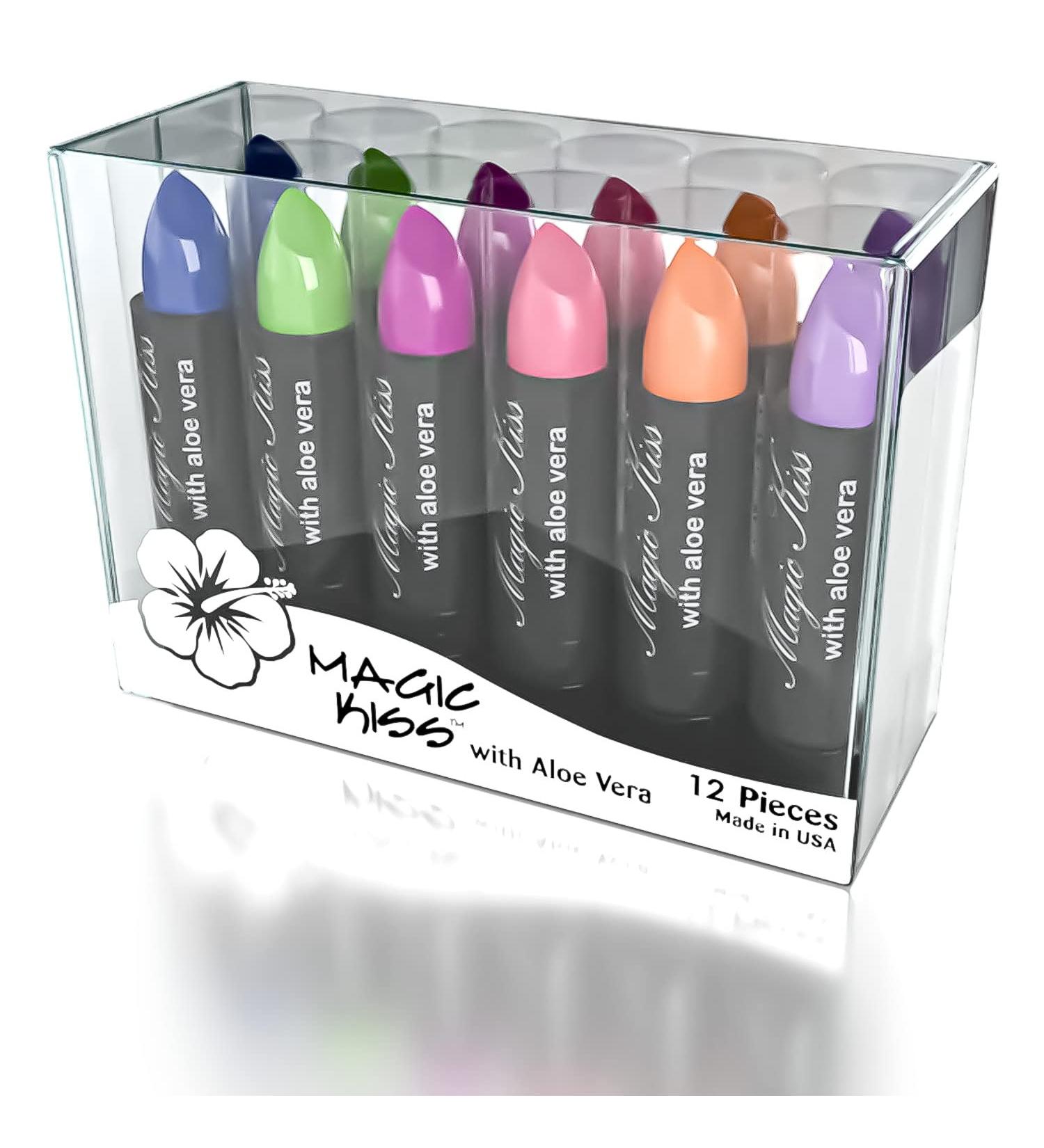 Magic Kiss Color Changing Aloe Vera Lipstick Set (Pack of 12) - Colors of Aloha 01 | Made in USA - Buy Online on GoSupps.com