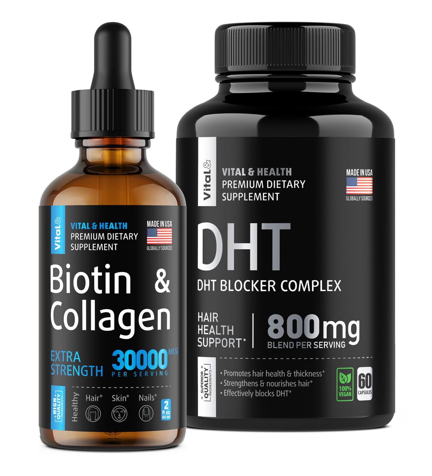 RAW SCIENCE Healthy Strong Hair Vitamins with Biotin, Collagen, Keratin & DHT Blocker - 30000mcg, 2oz - 60 Capsules - Buy Online on GoSupps.com