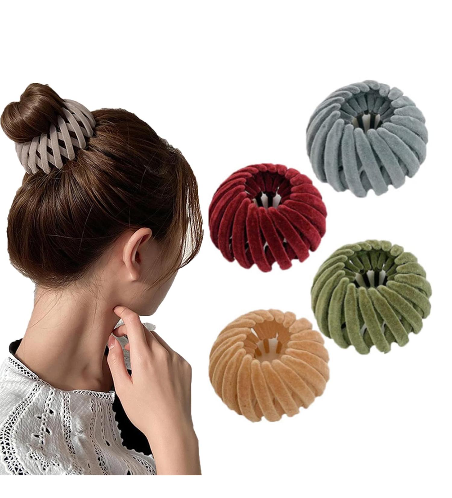 Beaumoment Bird Nest Magic Hair Clip Bird Nest Hair Clip Bird Nest Hair Clips for Women Expandable Ponytail Holder Hair Pin (4ColorsB) - Buy Online on GoSupps.com