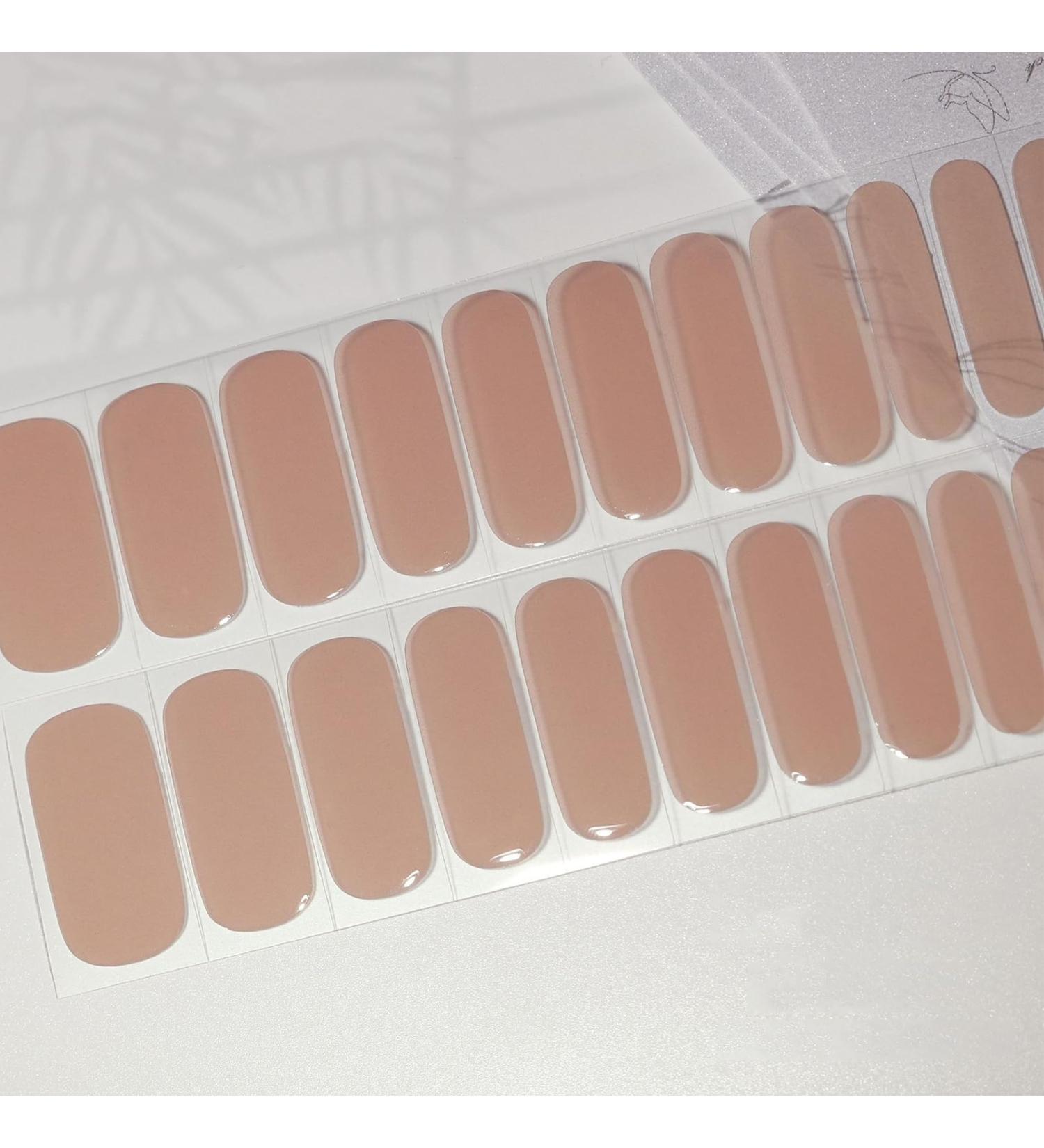 DMQ Nail Wraps 22 Stickers Semi Cure Gel Nail Strips Soft Self-Adhesive Gel Nail Stickers Long Lasting Nude Gel Nail Strips for Nails Manicure Gel Nail Wraps UV/LED Lamp Required - Buy Online on GoSupps.com