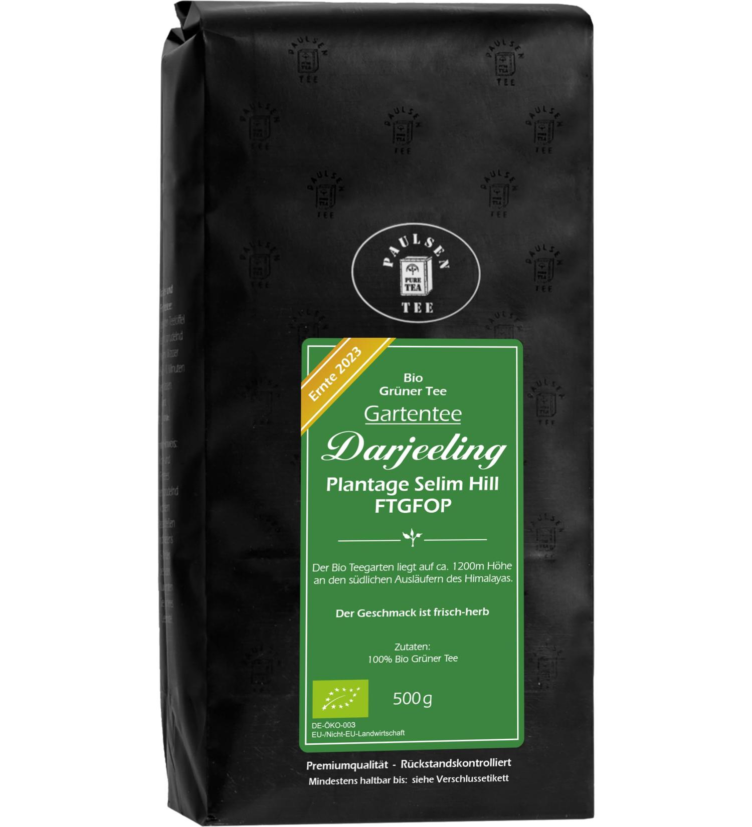  PAULSEN TEE PURE TEA Organic Darjeeling FTGFOP Green Tea 2023 Harvest Garden Tea Selim Hill Plantation 500 g Paulsen Tea - Buy Online on GoSupps.com