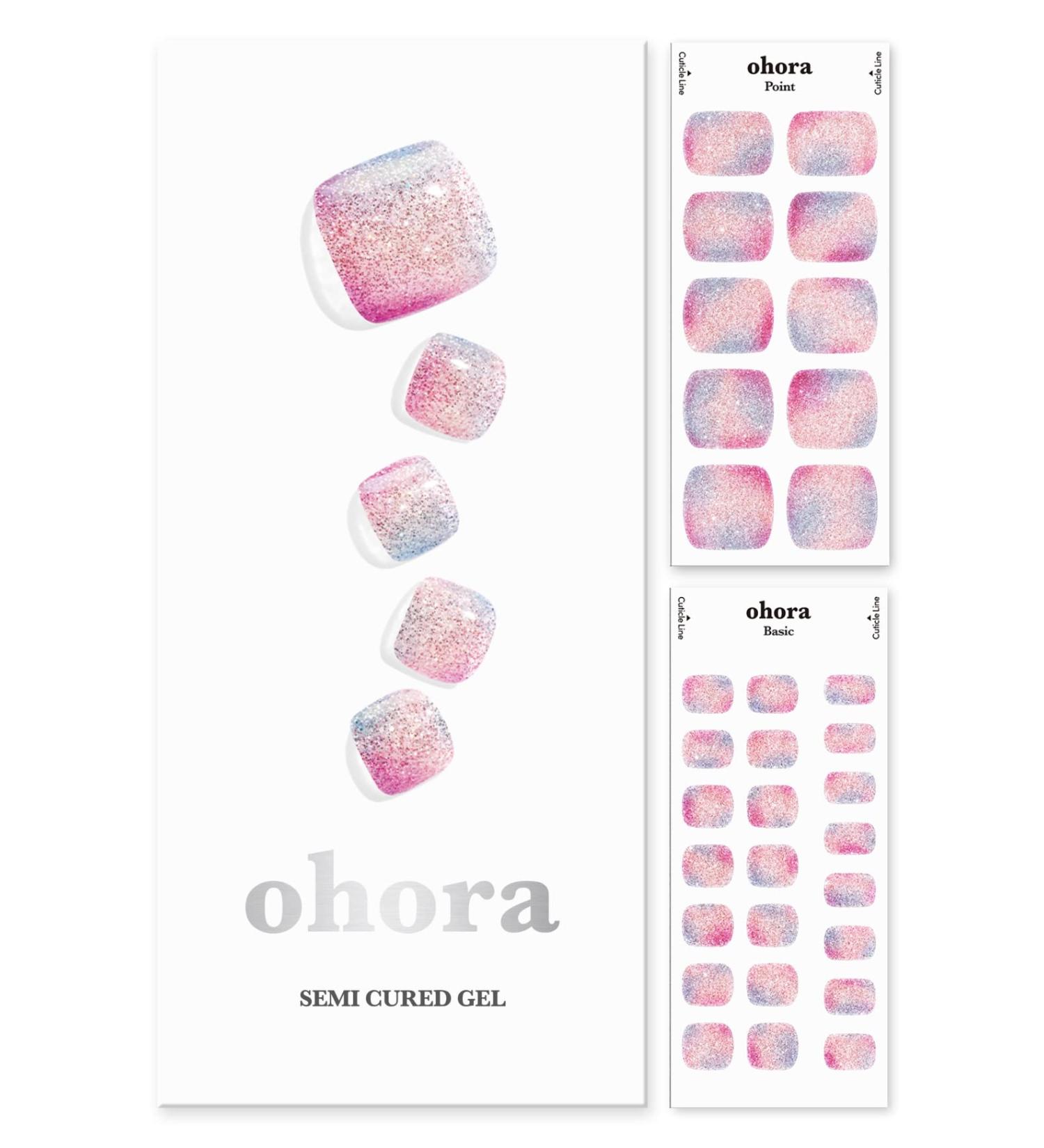 Shop ohora Semi Cured Gel Nail Strips - P Neverland | Pink Glitter UV/LED Compatible Salon-Quality Easy Apply & Remove Includes Prep Pads & Nail File - Buy Online on GoSupps.com