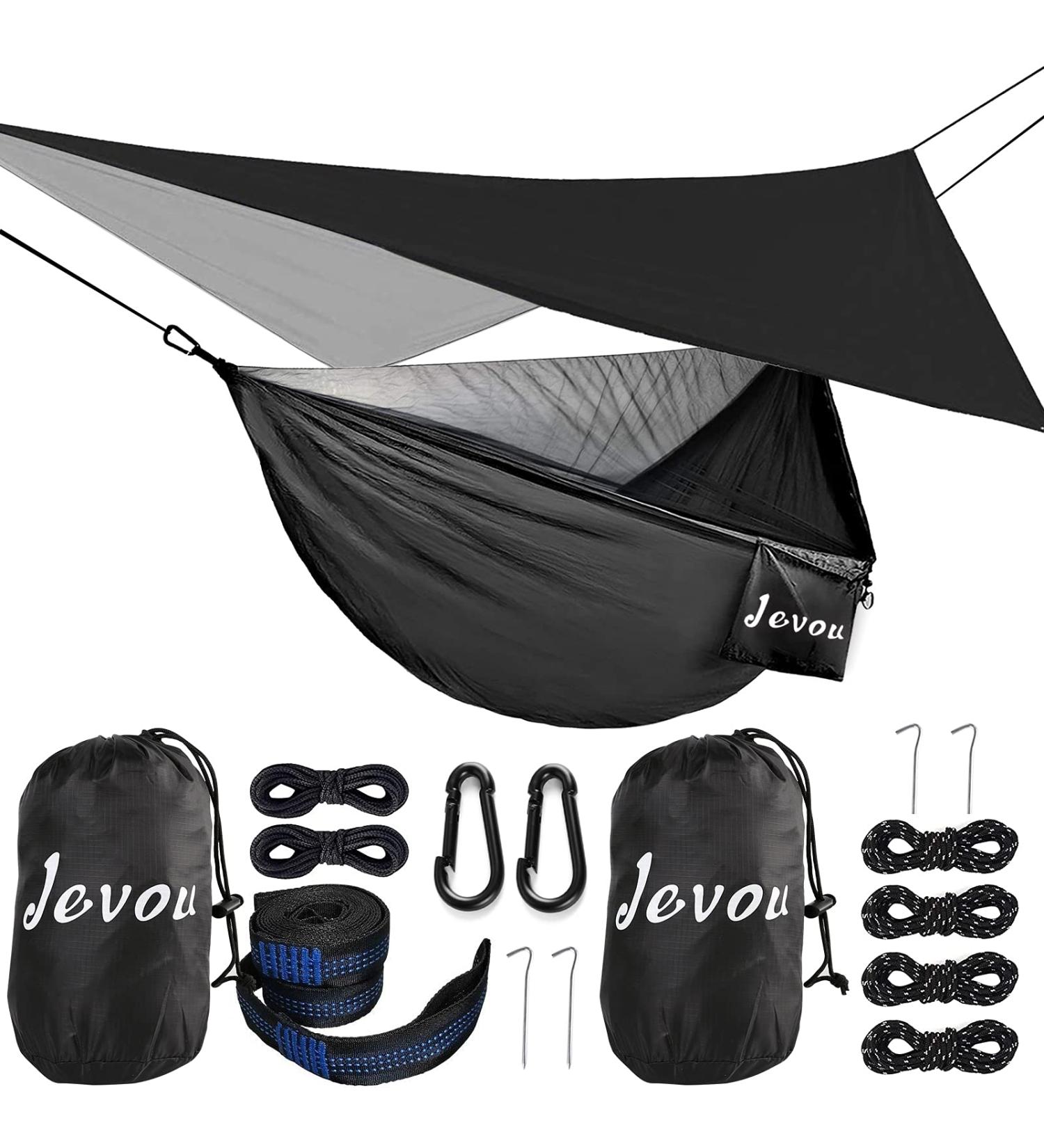 Camping Hammock with Rainfly Tarp & Mosquito Net - Portable Nylon Hammock Bundle for Outdoor & Indoor Use - Holds 772lbs - Buy Online on GoSupps.com