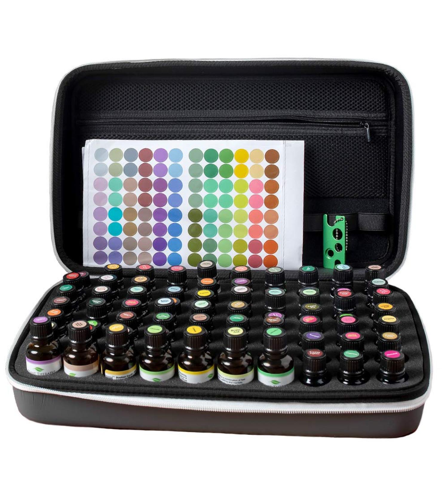 Plant Therapy Essential Oil Storage Case for 70 Bottles - Gray/Dark Gray | Includes Top Labels and Bottle Opener - Buy Online on GoSupps.com