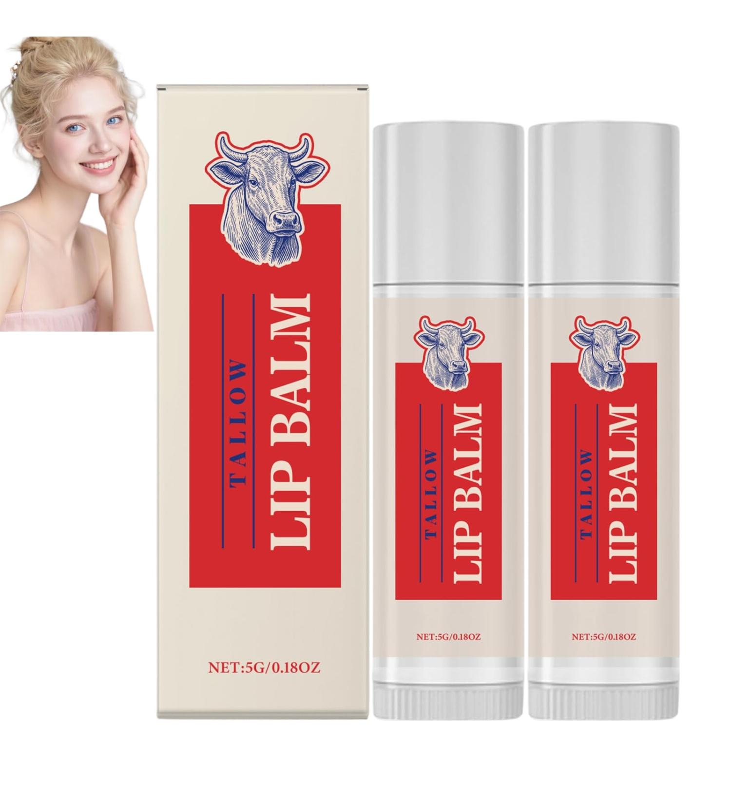  homomdy Tallow Lip Balm Natural Ingredients Soothing and Softening for Dry and Chapped Lips Repairs & Reduces Wrinkles Long Lasting Moisturizes Fast Absorption (2pcs) - Buy Online on GoSupps.com