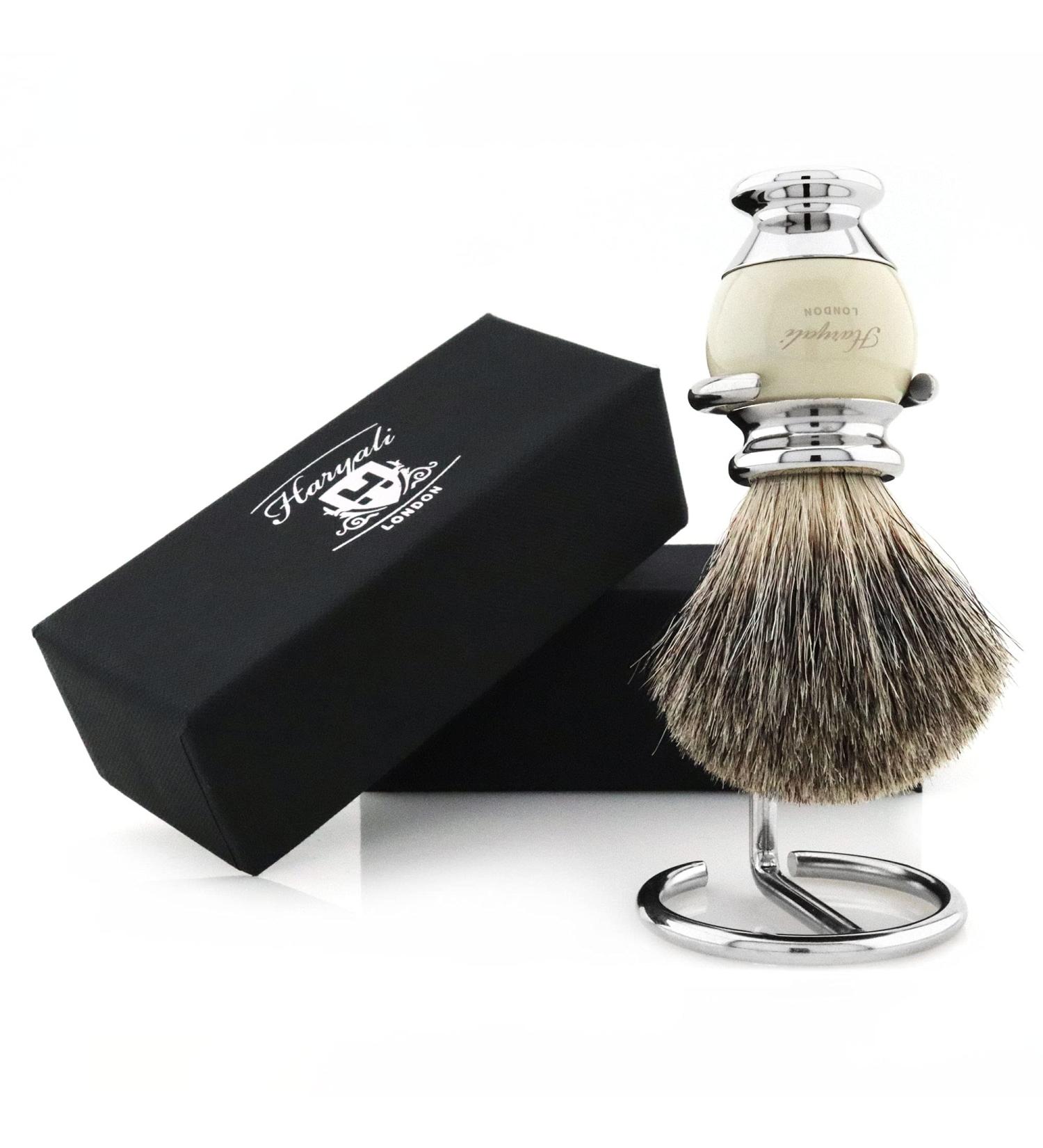Hand Grip Mounted in Ivory & Black Badger Hair - Sophist Collection by Haryali London | Premium Quality & Elegant Design | International Shipping Available - Buy Online on GoSupps.com