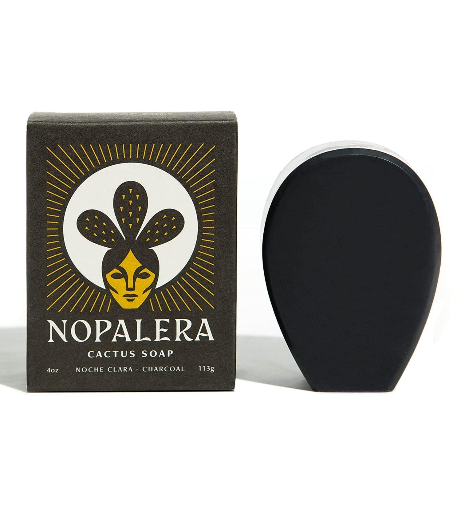 Nopalera Noche Clara Cactus Soap with Activated Charcoal & Prickly Pear - 4 oz Bar Soap for Face and Body | Vegan, Cruelty-Free, Palm Oil-Free | Natural Fragrance | Black Bar Soap (1 Pack) - Buy Online on GoSupps.com