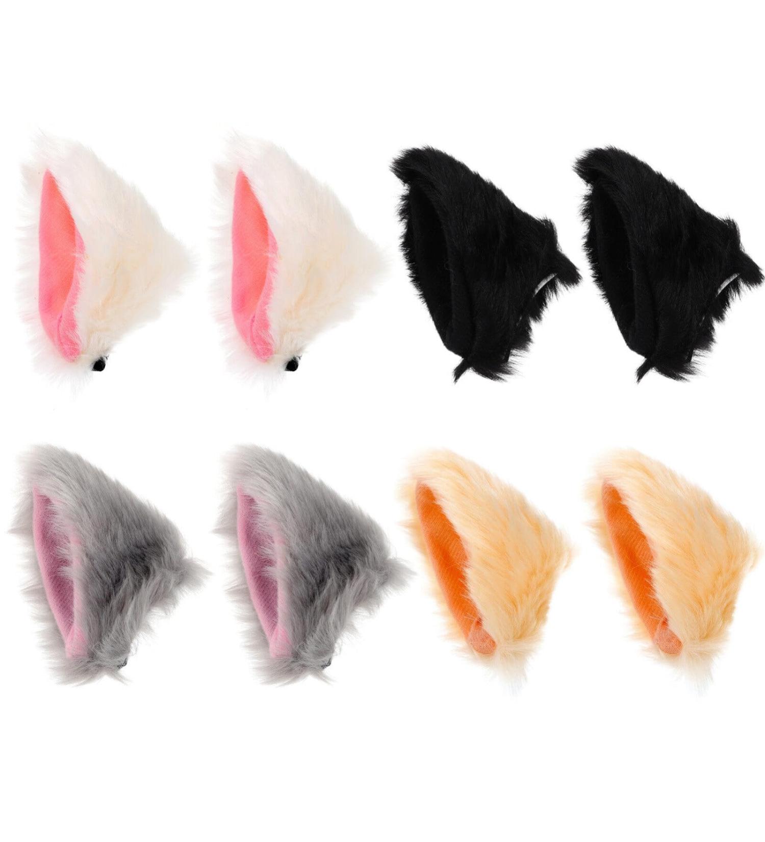 LALAFINA 12 Pairs Plush Cat Ear Hair Clip Hair Ribbons for Girls Cat Fox Ears Hair Clip Cat Ears Hairpin Halloween Bow Headband Dreses Lovely Hairpin Girl Child Clothing Hairy Cat