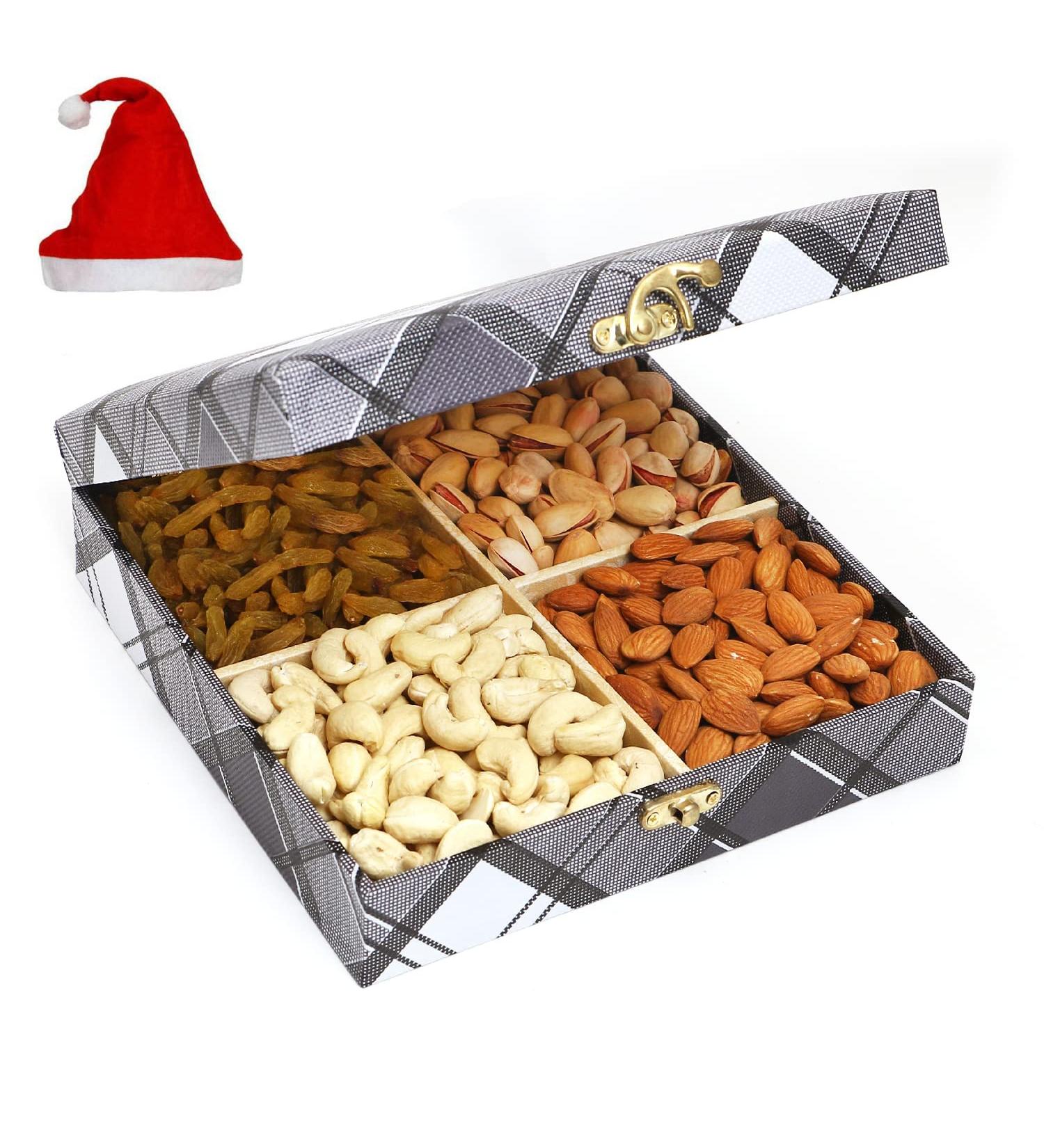 Jaiccha Ghasitaram Christmas Gifts Cross Check Wooden Dryfruits Box Cross Check Wooden Dryfruits Box Cap - Buy Online on GoSupps.com