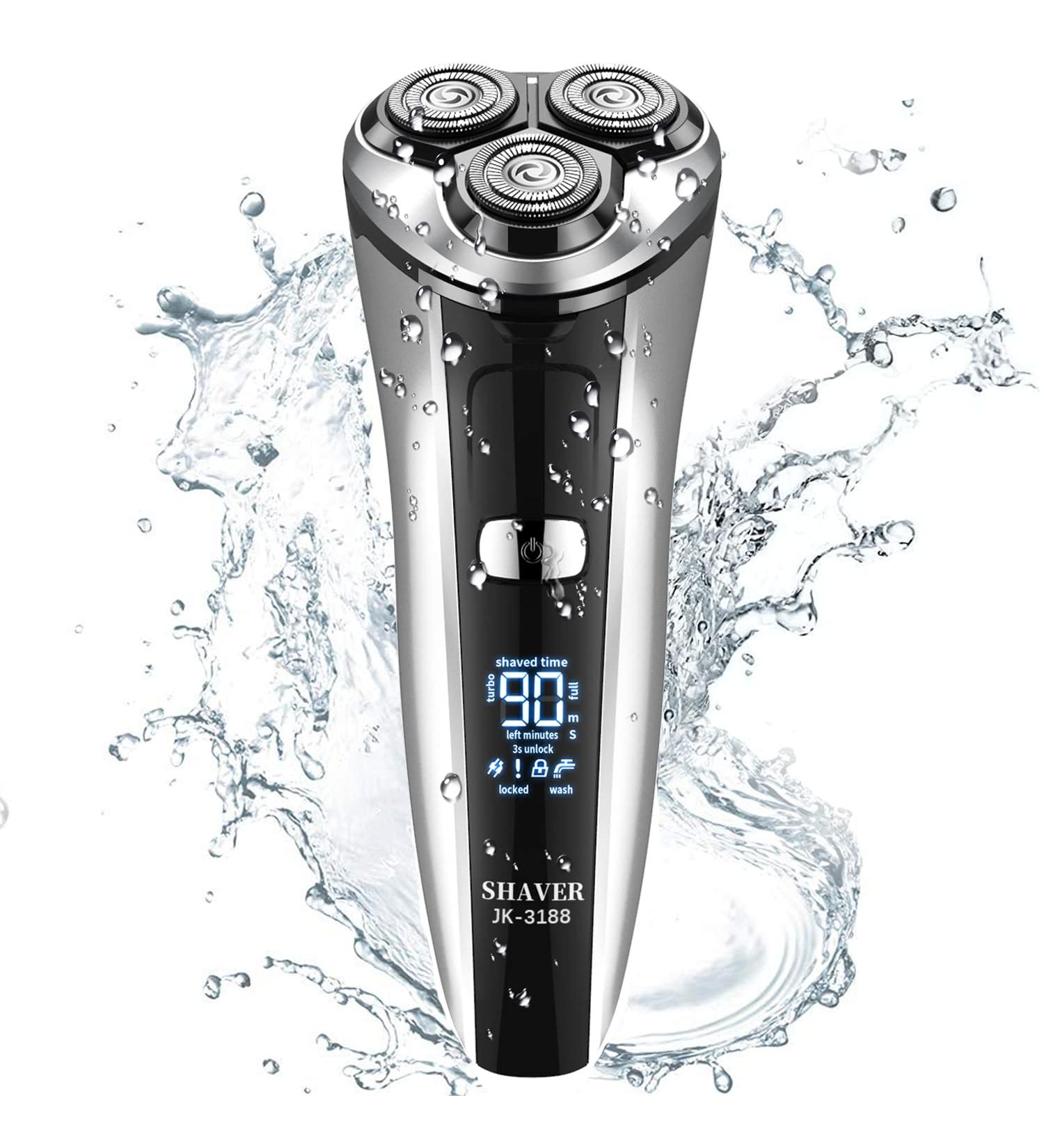 Men's Cordless Rechargeable Electric Razor - Wet & Dry Shavers for Face - Waterproof Rotary Shaver with Pop-up Trimmer - Buy Online on GoSupps.com