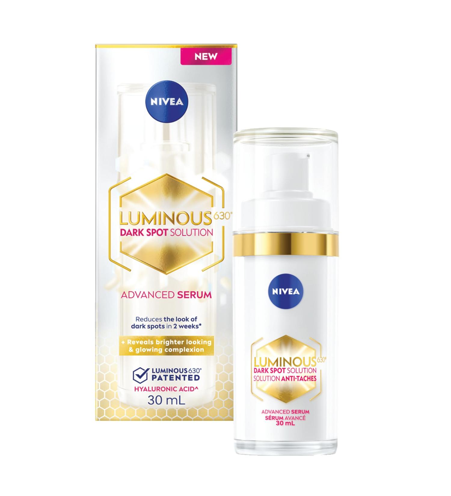 NIVEA LUMINOUS630 Dark Spot Solution Advanced Face Serum for All Skin Types Dark Spot Serum Visibly Reduces Dark Spots in Just 2 Weeks Hyaluronic Acid Serum Dermatologically-Tested Skin Care 30mL - Buy Online on GoSupps.com