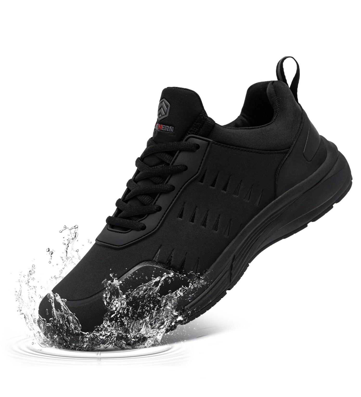 LARNMERN Men's Non Slip Work Shoes - Slip Resistant Kitchen Chef Sneakers 8.5 Black - Buy Online on GoSupps.com