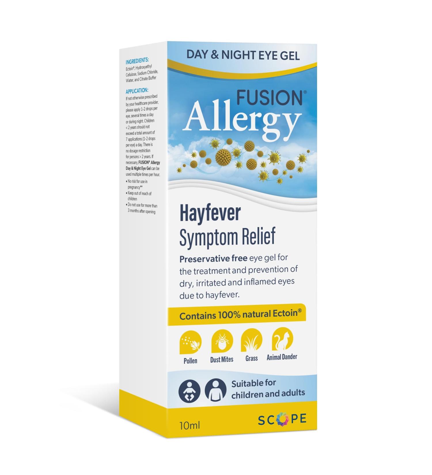 Fusion Allergy Day & Night Eye Gel | Drug-Free Allergy Relief for Dry, Irritated Eyes | Natural Ectoin Formula | 10ml - 220-250 doses - Buy Online on GoSupps.com