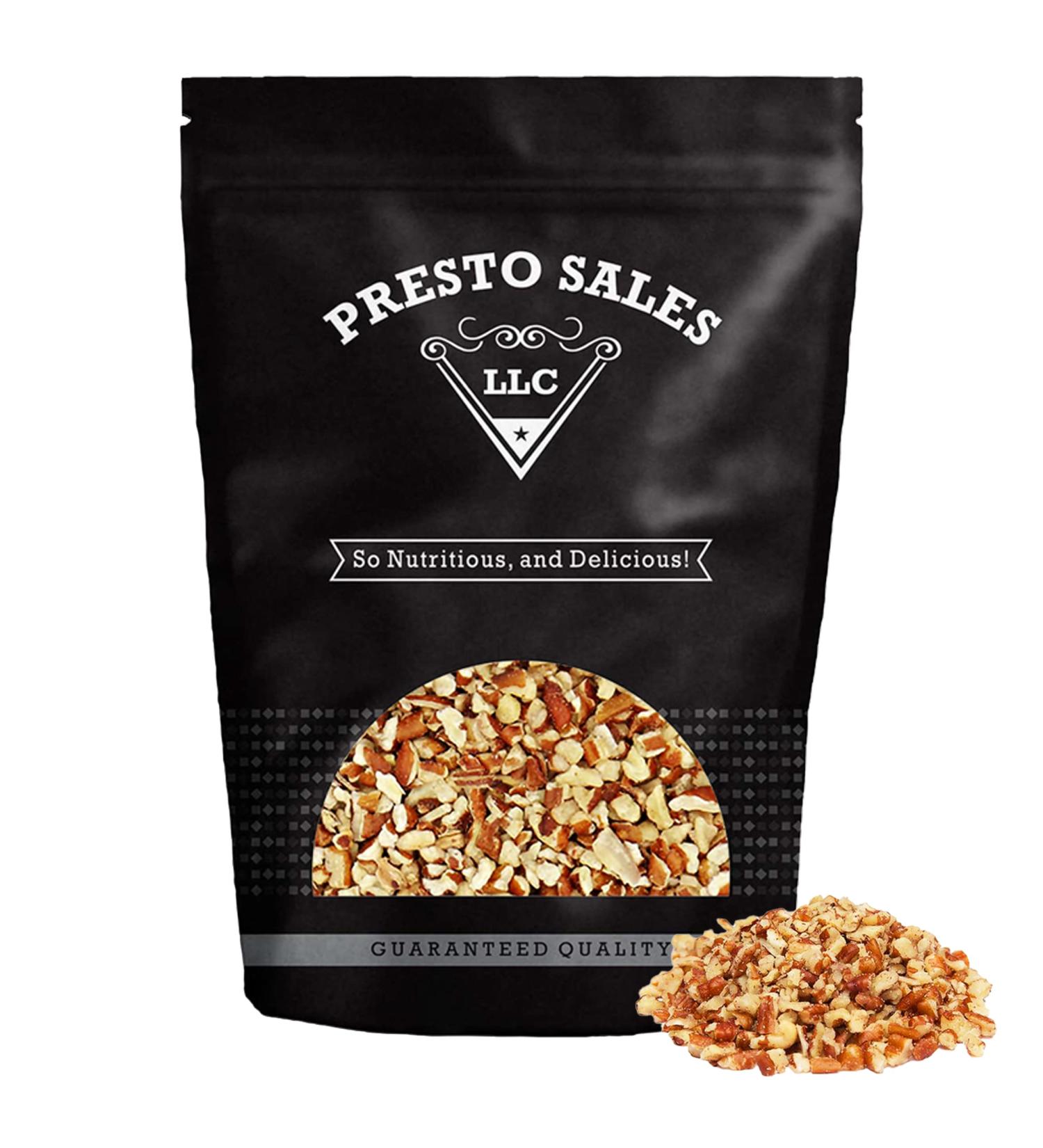 Presto Sales Chopped Pecans 16 Oz - Raw Unsalted Natural, Non-GMO for Keto/Paleo - Low-Cholesterol, Dairy-Free, Sugar-Free - Vitamins, Protein, Fiber - Resealable 1 lb Bag - Buy Online on GoSupps.com