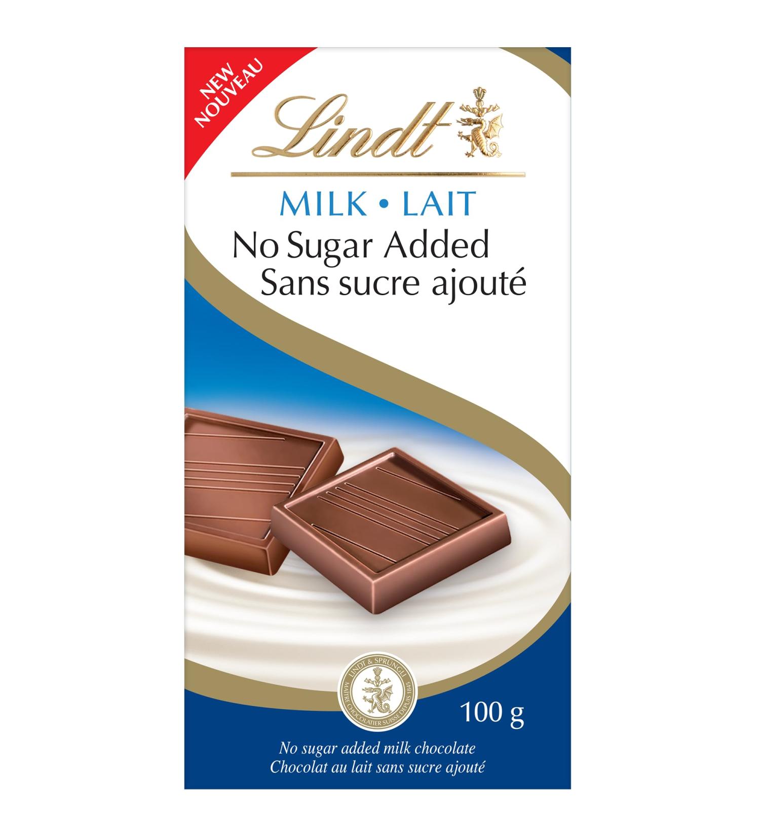 Lindt No Sugar Added Milk Chocolate Bar 100 Grams - Buy Online on GoSupps.com