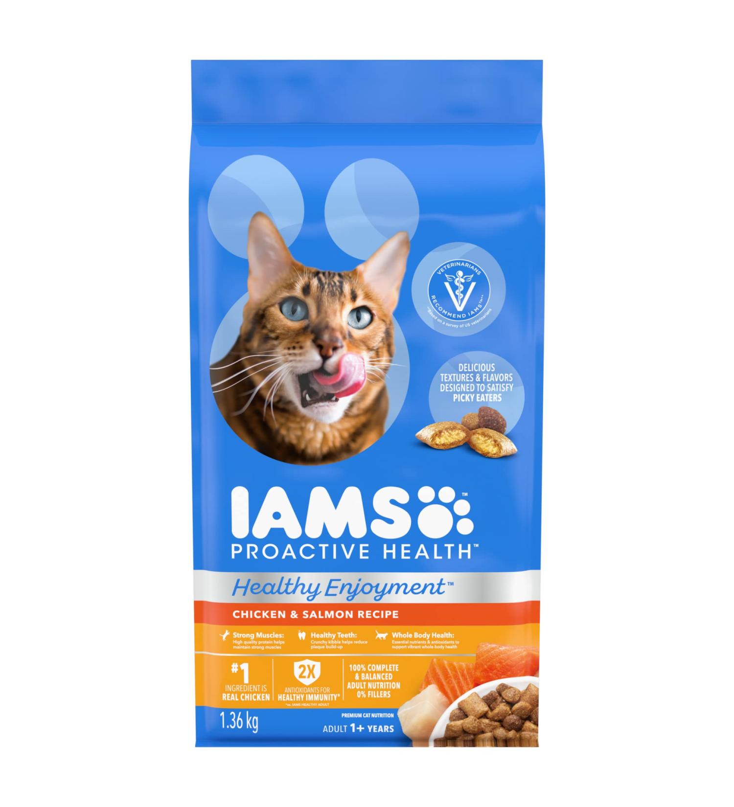 IAMS PROACTIVE HEALTH HEALTHY ENJOYMENT Adult Dry Cat Food Chicken & Salmon Recipe 1.36kg Bag 1.36 kg (Pack of 1) - Buy Online on GoSupps.com