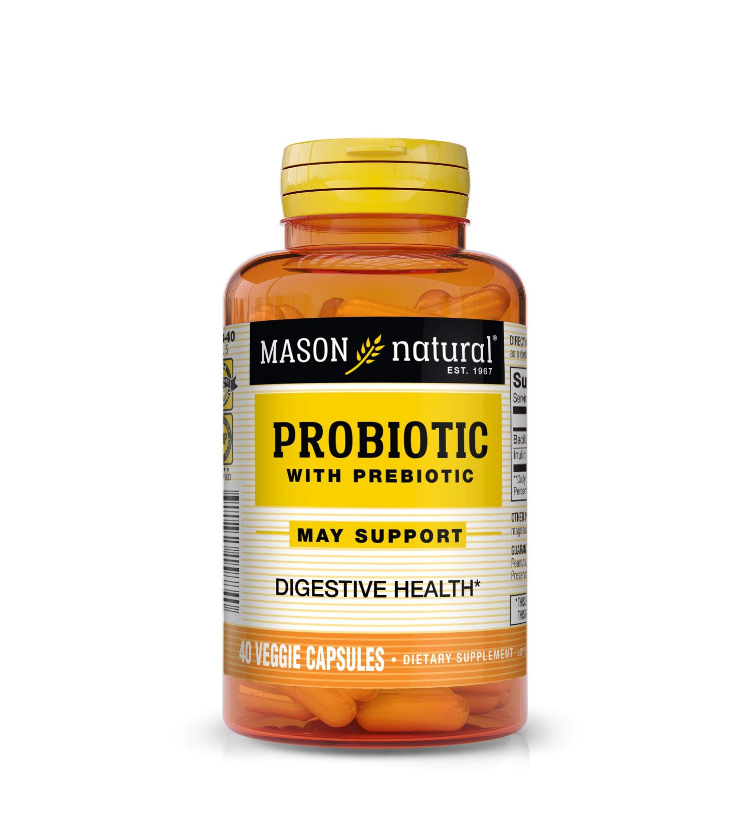 Mason Natural Probiotic with Prebiotic - 40 Veggie Capsules for Digestive Health - Buy Online on GoSupps.com