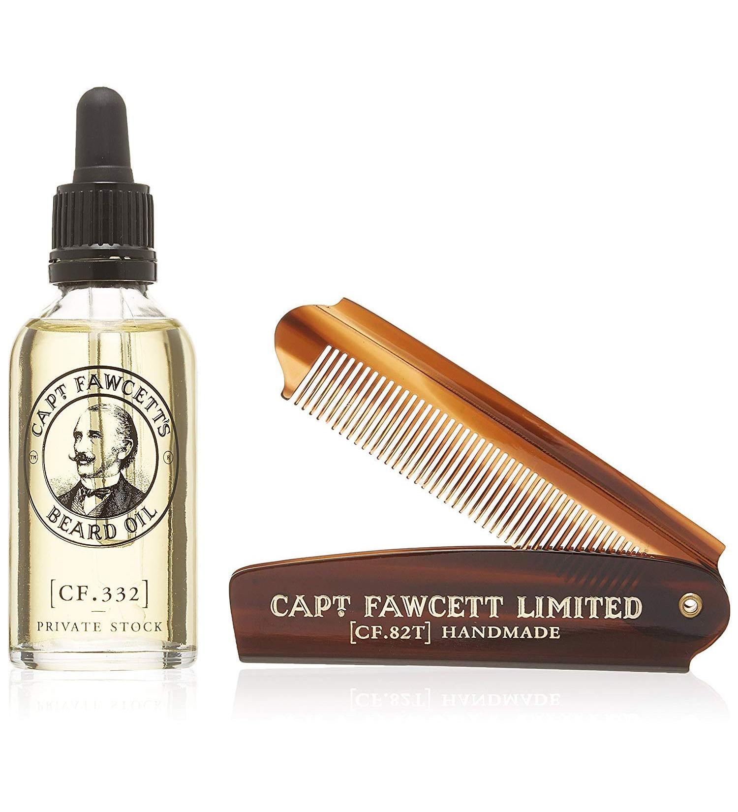 Captain Fawcett Gift Set - Moustache Oil & Comb | Premium Grooming 100g for Men - Buy Online on GoSupps.com