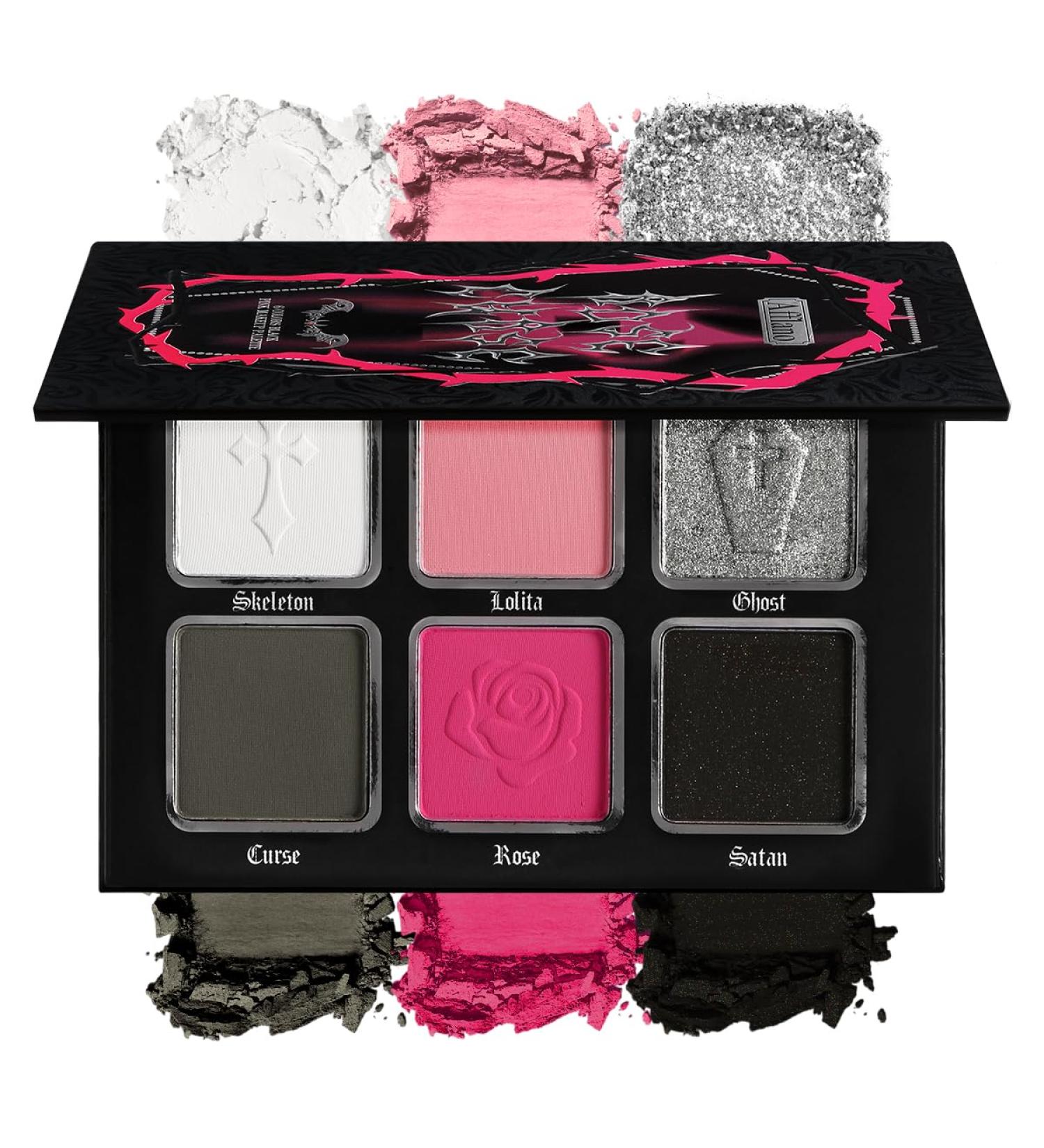 Black Pink Eyeshadow Palette | Matte & Glitter Gothic Makeup | Long Wear Hot Pink Smoky Eye Shadow for Halloween & Sweet Lolita #01 Rose Curse - Buy Online on GoSupps.com