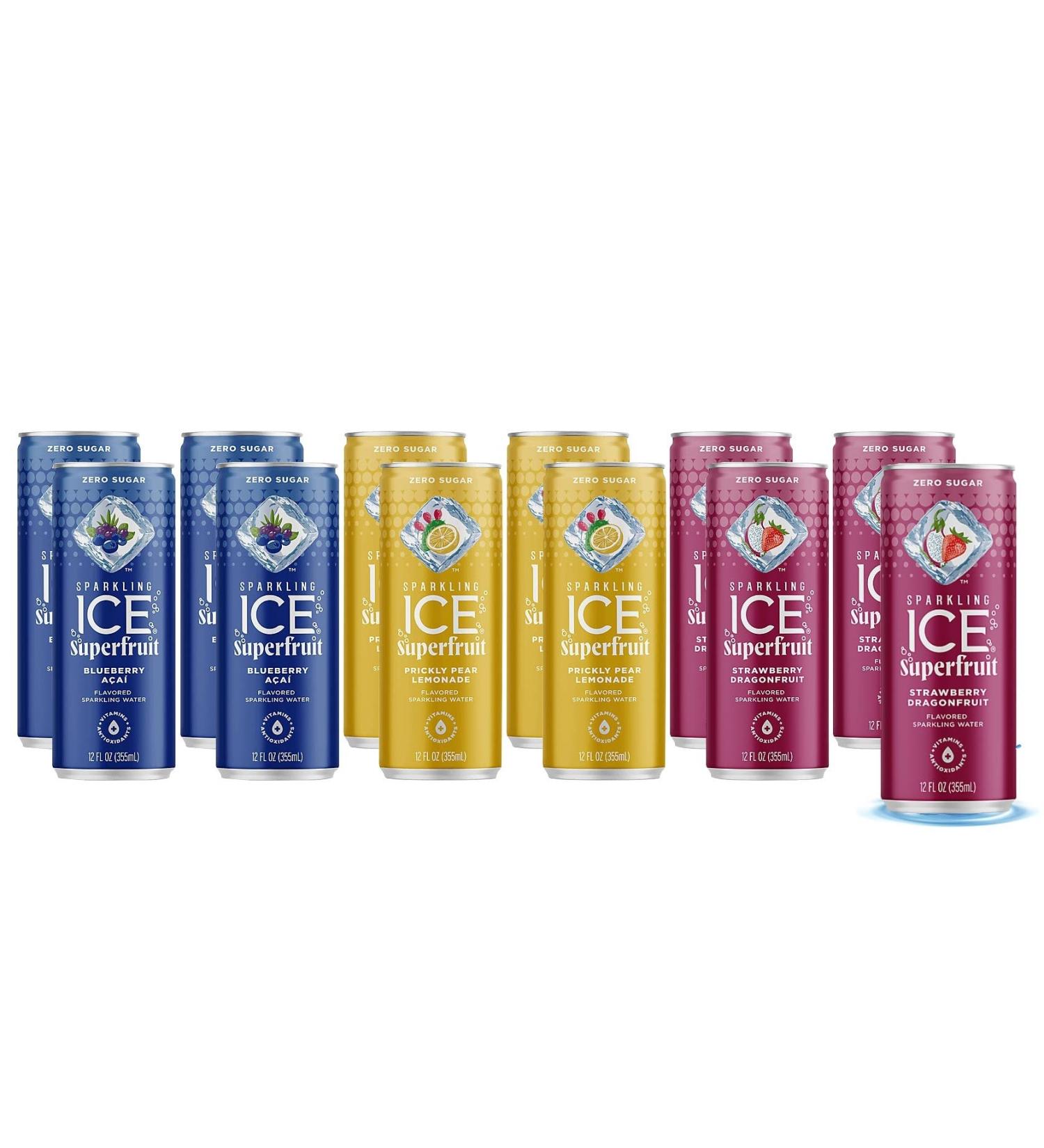 Sparkling ICE Superfruit Variety Pack - 12 Fl Oz Cans, Zero Sugar - Strawberry Dragonfruit Blueberry Acai Pear Lemonade | Pack Of 12 - Buy Online on GoSupps.com