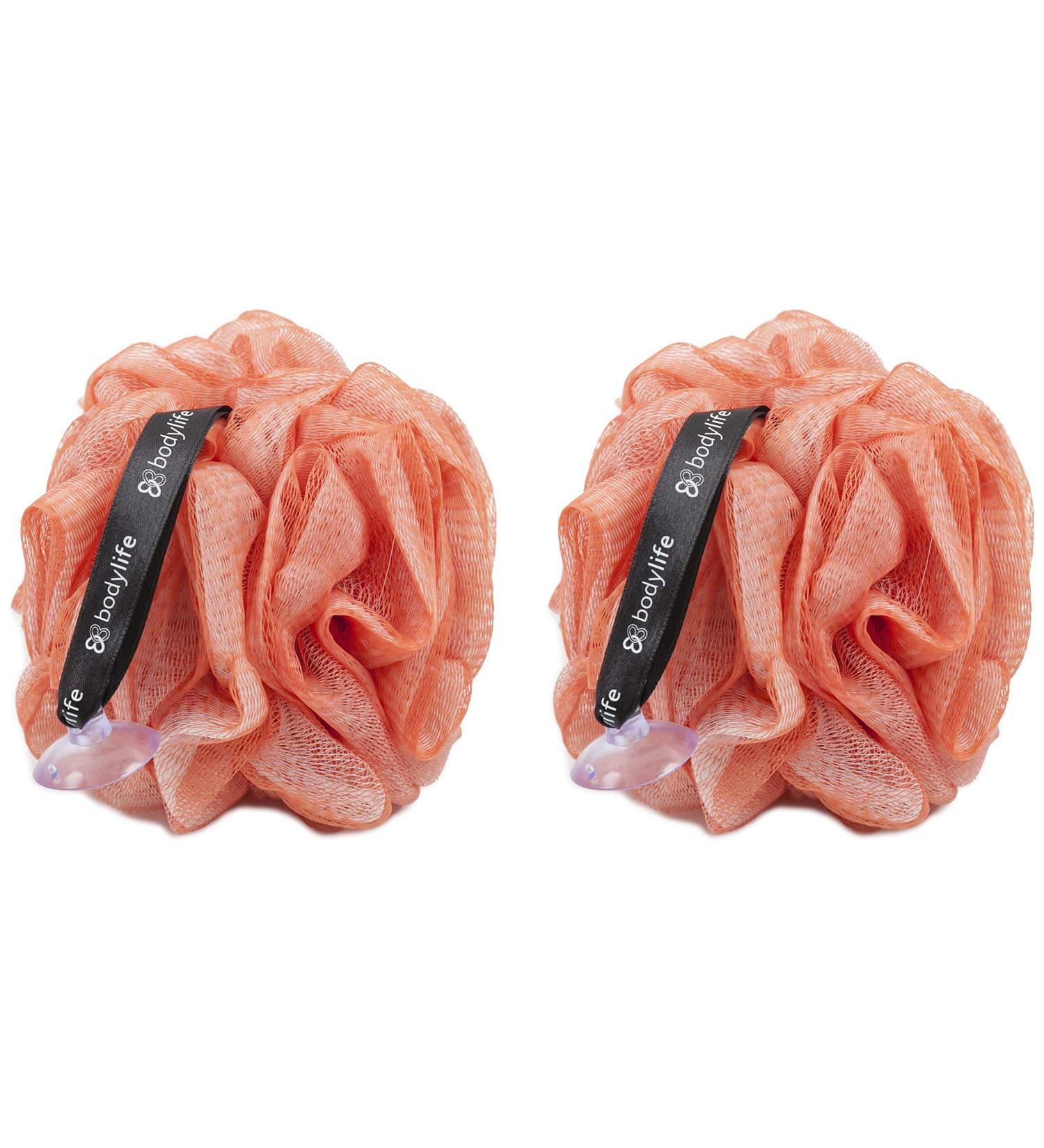 Bodylife Body Buffer Puff Exfoliating Bath & Shower Body Pouf Scrunchie Body Scrubber Copper & White 55g Twin Pack