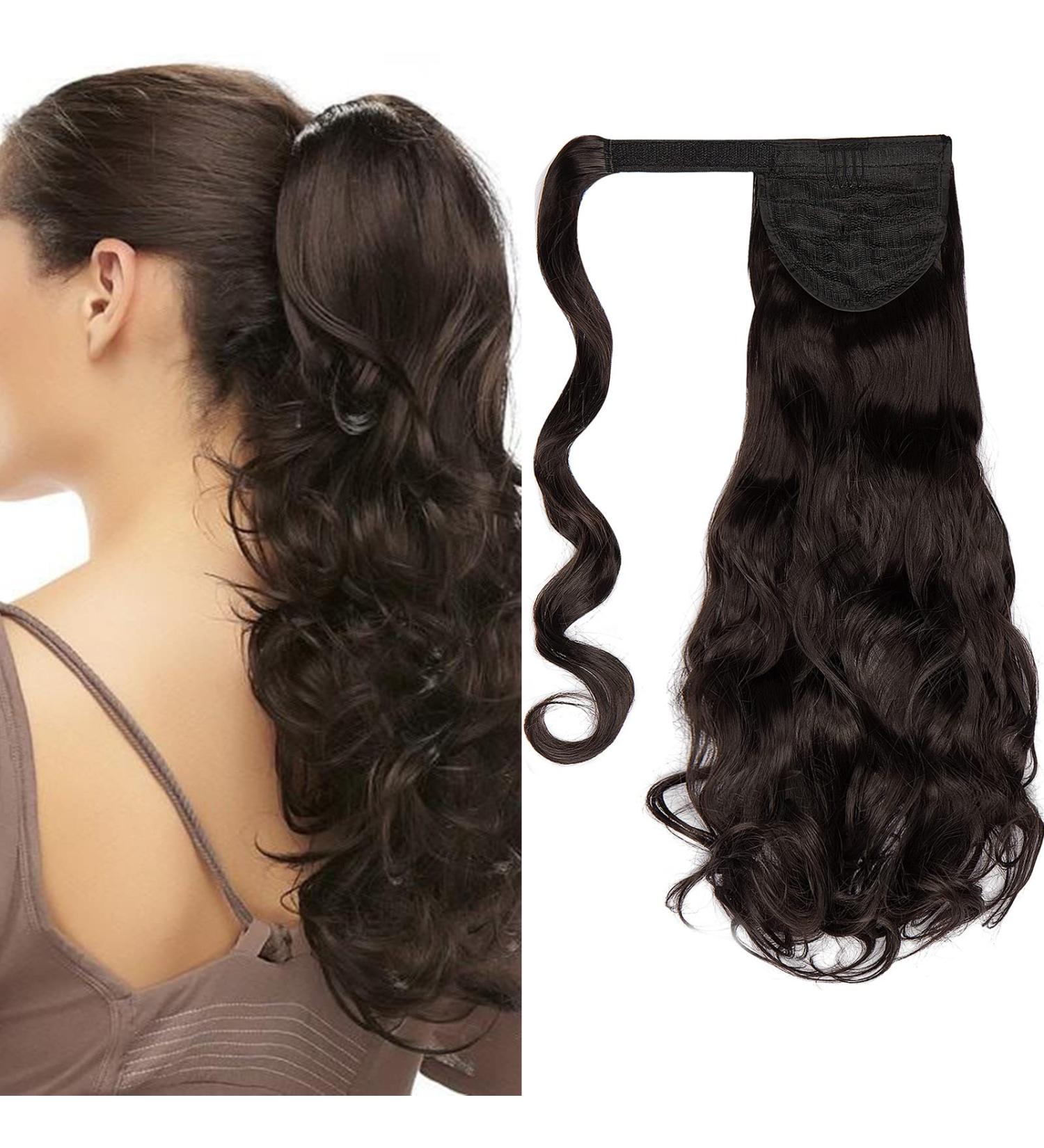 Cybelleza Ombre Ponytail Extensions - Heat-Resistant Medium Brown Curly Clip-In Hair Extensions for Artful Braids & Wavy Hairstyles - Buy Online on GoSupps.com
