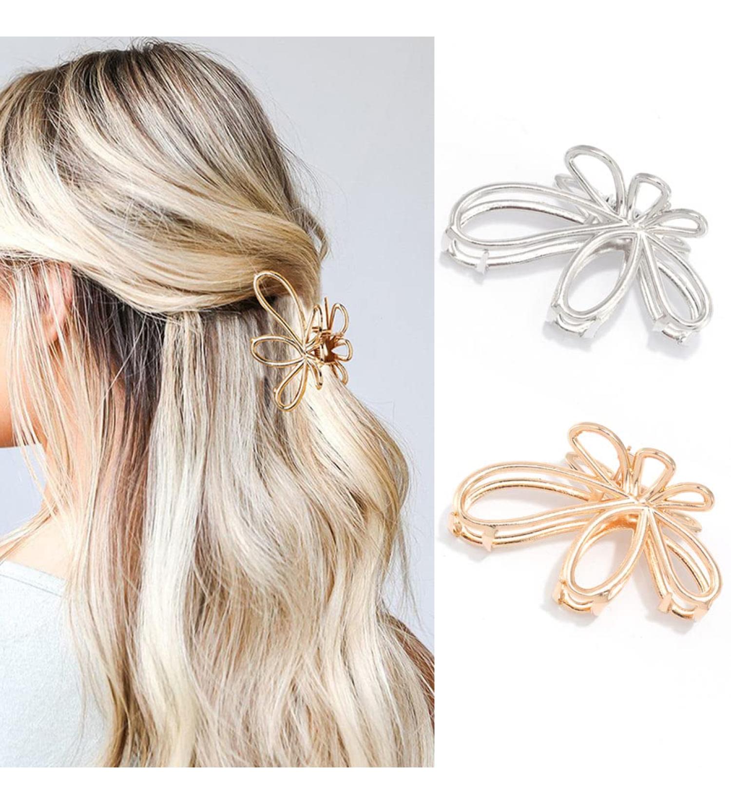 Brinie Silver Metal Hair Claw Clips for Women and Girls - Pack of 2 | Small Jumbo Shark Hair Clip for Styling - Hair Accessories - Buy Online on GoSupps.com
