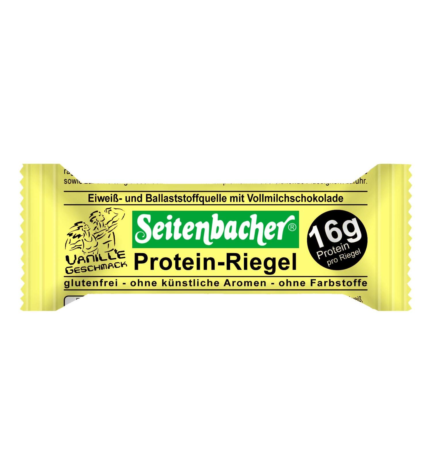 Seitenbacher Protein Bar Vanilla - Gluten-Free Glycerine-Free 27% Protein Pack of 4 (4x60g) - Healthy Snack for International Shipping - Buy Online on GoSupps.com
