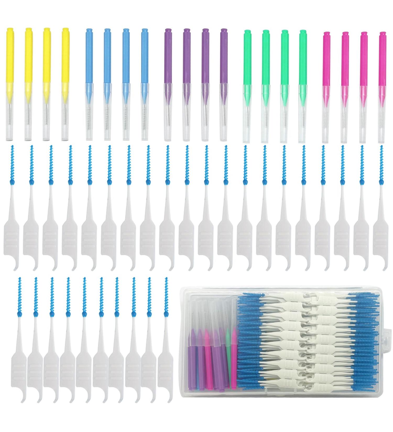Llmsix Interdental Brushes 250 Portable Silicone Dental Floss Sticks with Storage Box | 5 Colors for Effective Tooth Cleaning - Buy Online on GoSupps.com