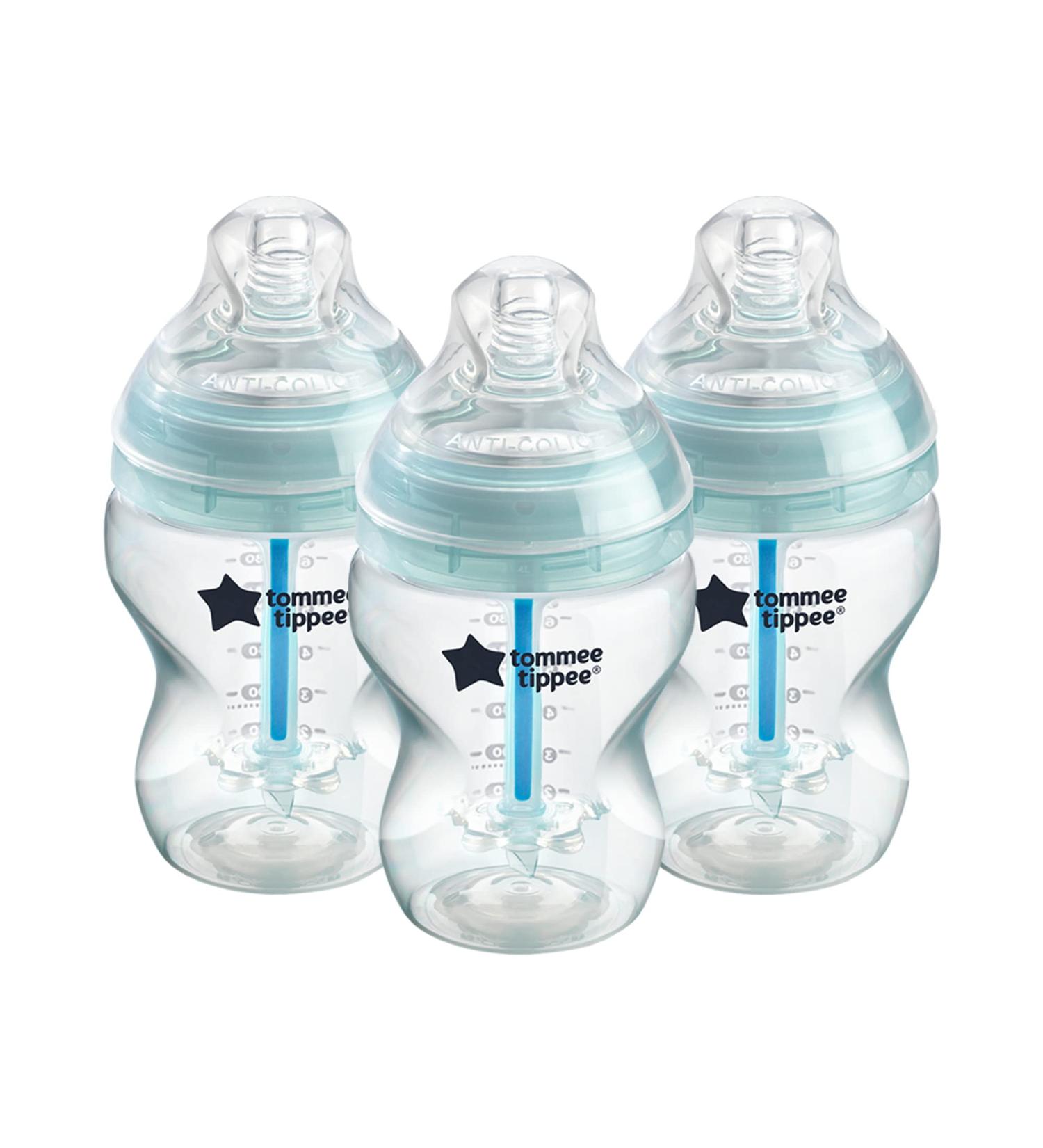 Tommee Tippee Anti-Colic Baby Bottles - 9oz, 3 Count | Slow Flow Breast-Like Nipple | Unique Anti-Colic Venting System - Buy Online on GoSupps.com