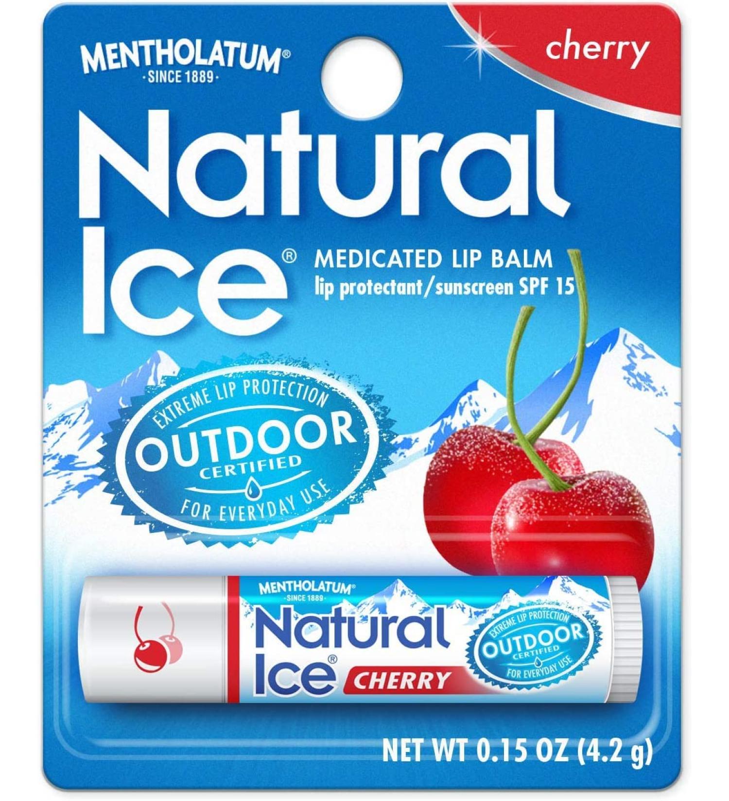 Natural Ice SPF15 Cherry Flavor Lip Balm 3 Pack - Moisturizing and Sun Protection - Buy Online on GoSupps.com
