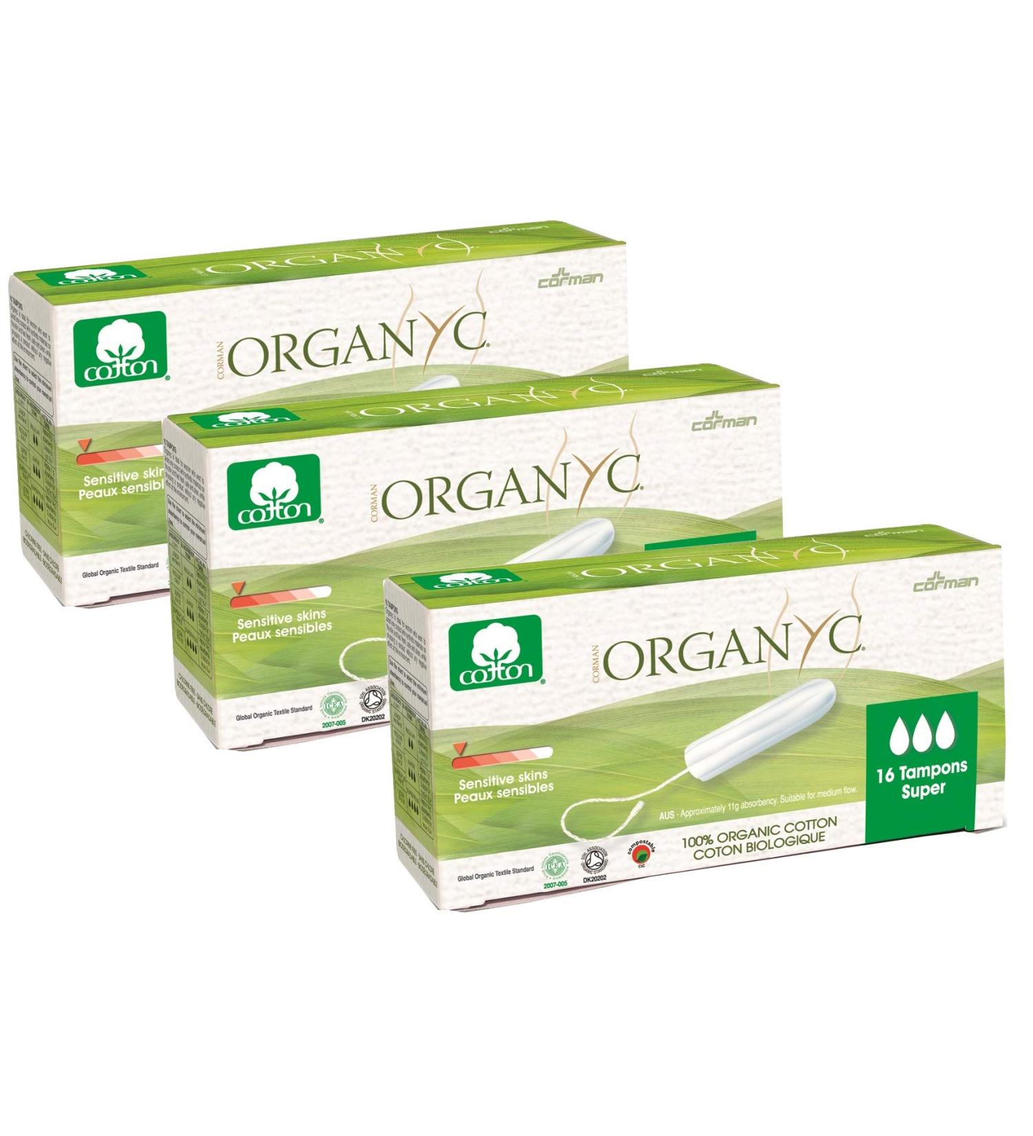 Organyc Tampon Super Tampon made of 100% organic cotton 16 pieces (3 pieces) total 48 pieces