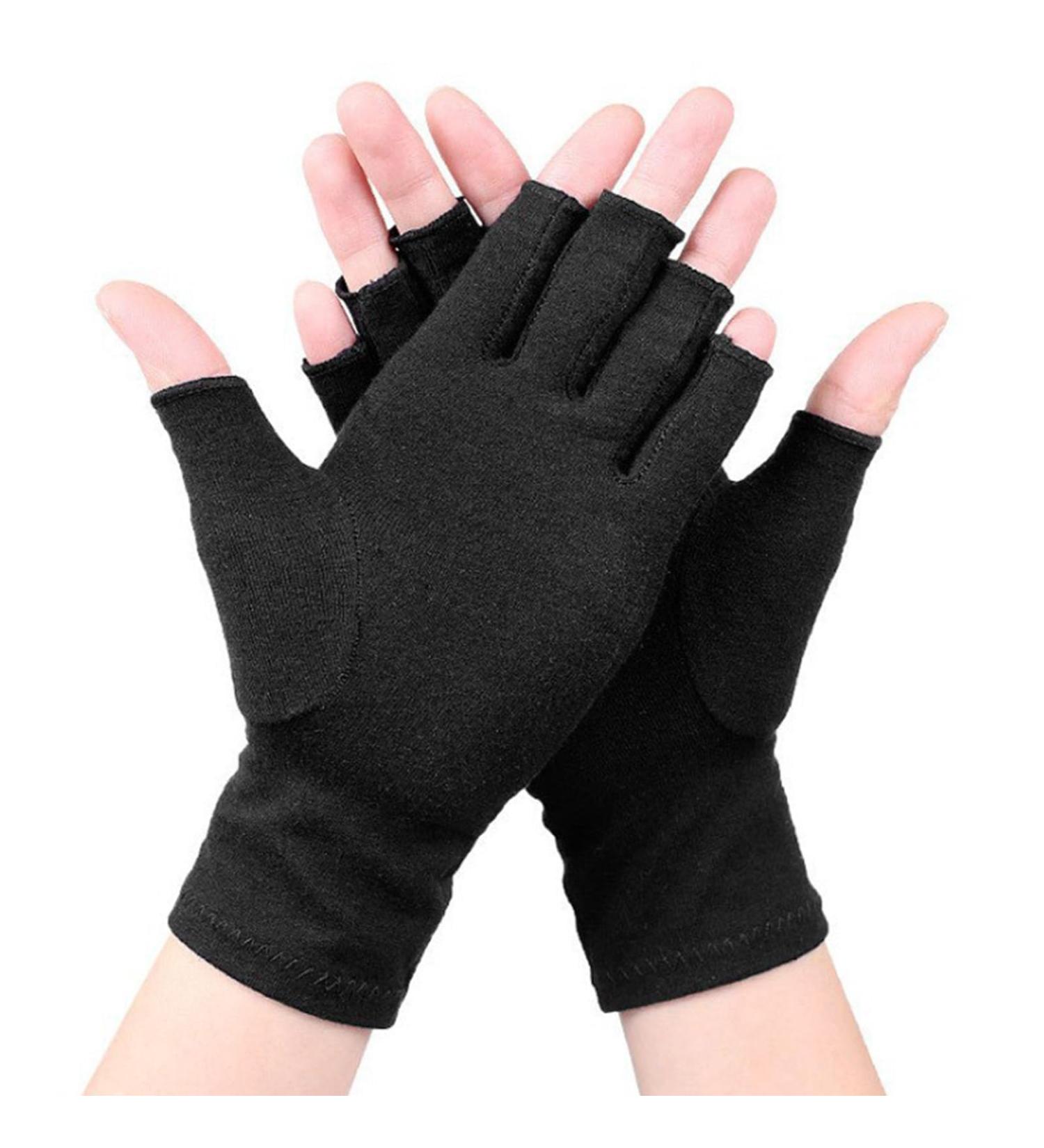 Compression Arthritis Gloves for Men & Women - Fingerless Support for Rheumatoid & Osteoarthritis | Ideal for Typing & Daily Use - Black (Large - Buy Online on GoSupps.com