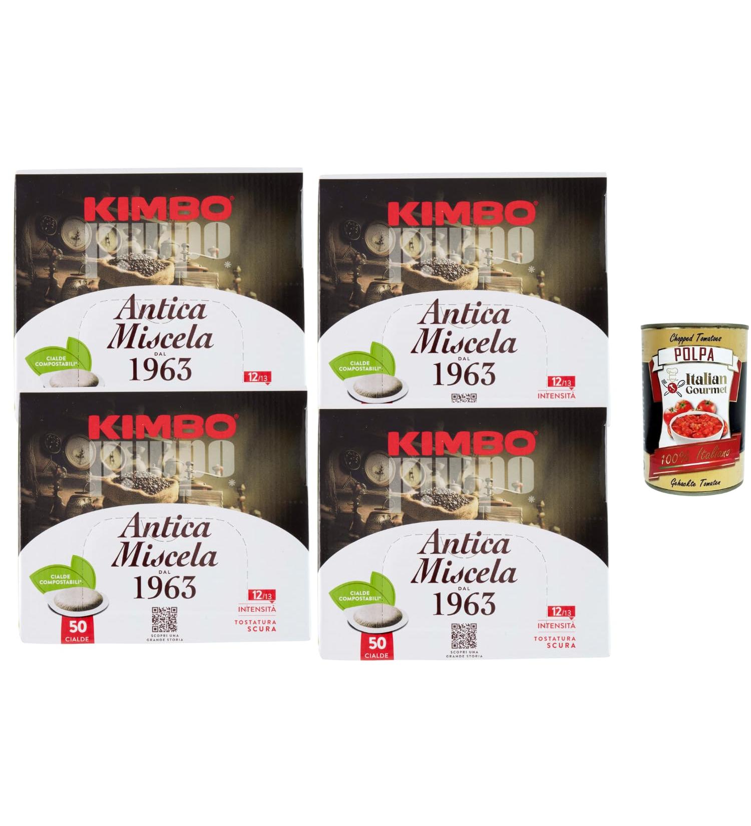 Italian Gourmet Kimbo Antica Miscela 1963 4er Pack 50 E.S.E. Pads kompostierbar italienischer Espresso nach neapolitanischer R stkunst Intensit t 12/13 dunkle R stung + Italian Gourmet Polpa