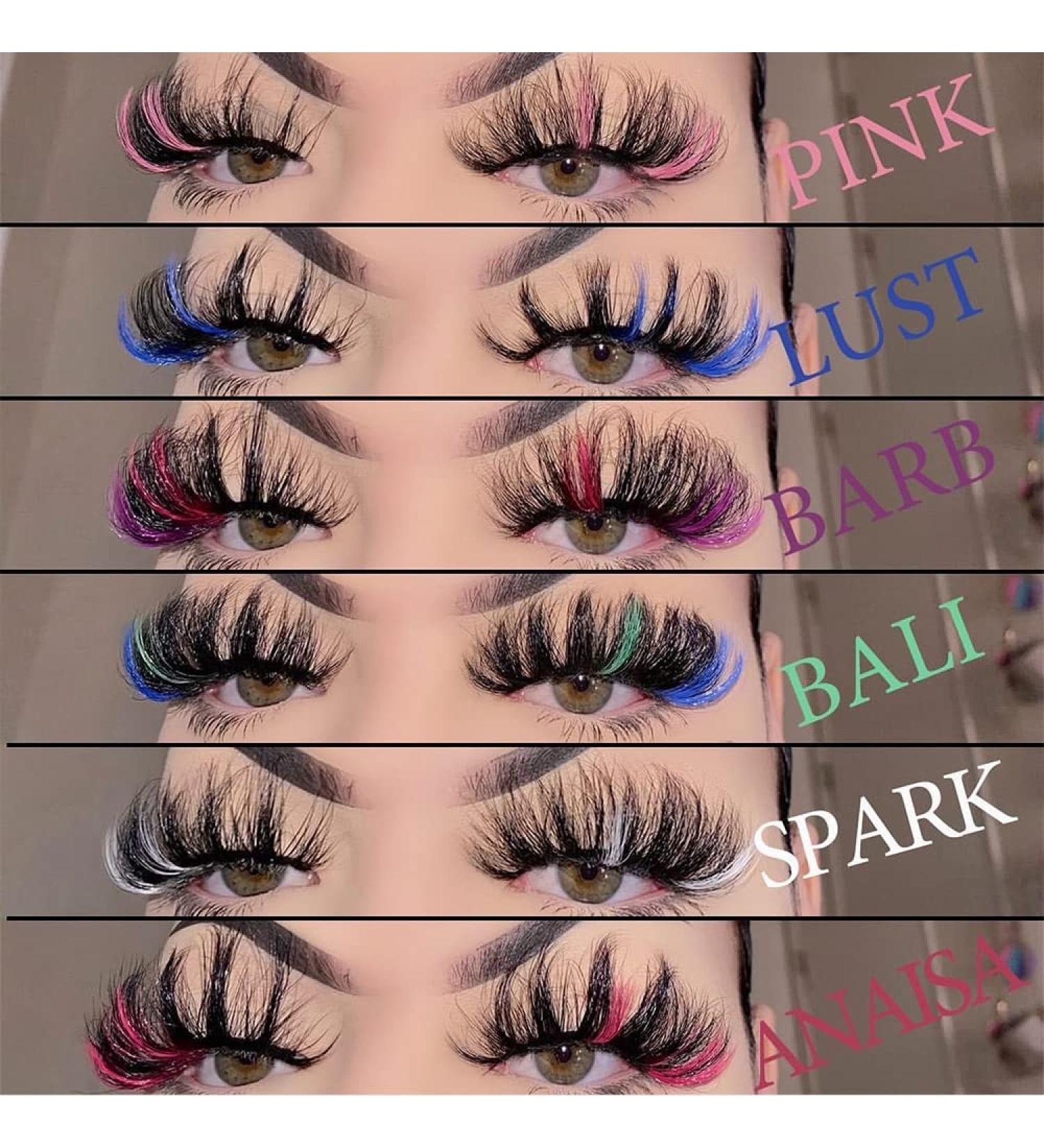 Colored Mink Lashes: 25mm Dramatic Wispy Eyelashes in 5 Mixed Colors - Pack of 5 Pairs - Buy Online on GoSupps.com