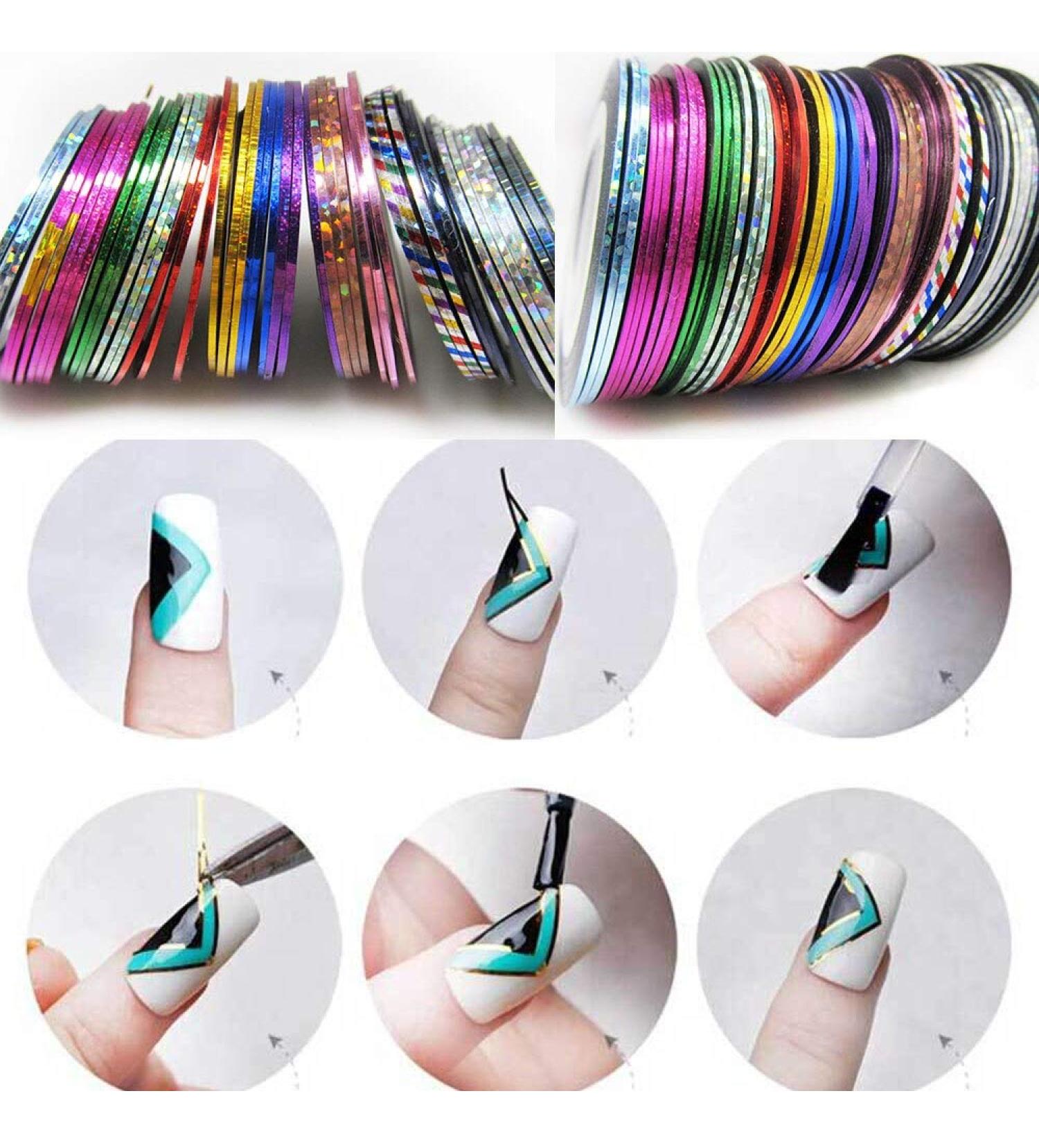 10 Rolls Mixed Colorful Nail Art Striping Tape Lines Width 3mm-Striping Tape for Nail Art-Nail Striping Tape Foil-Nail Striping Tape Thick-Nail Striping Tape with Dispenser-Self-Adhesive DIY Nail Art Tape - Buy Online on GoSupps.com