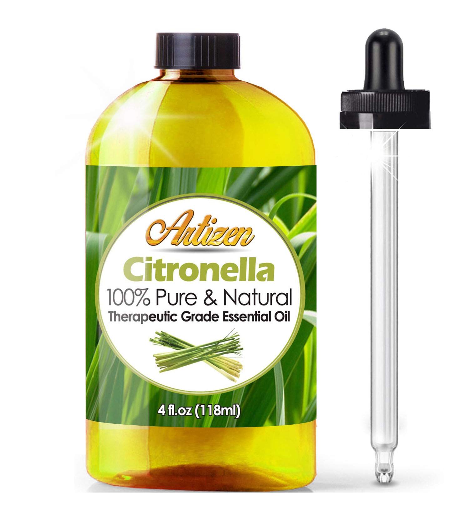 Artizen Citronella Essential Oil (100% Pure & Natural - Undiluted) Therapeutic Grade - Huge 4oz Bottle - Perfect for Aromatherapy Relaxation Skin Therapy & More - Citronella Oil - Oil of Citronella - Buy Online on GoSupps.com