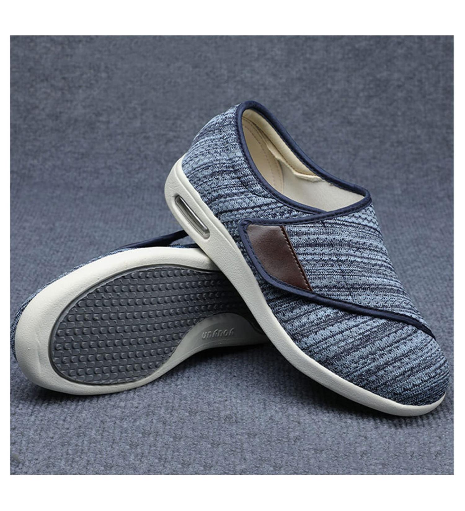 Extra Wide Women's Diabetic Shoes with Adjustable Closure - Bluegray, Size 39 | Anti-Slip Orthopedic Slippers for Swollen Feet & Arthritis - Buy Online on GoSupps.com