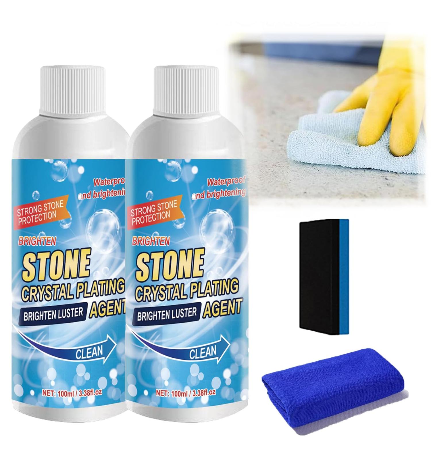 Stone Stain Remover Cleaner Stone Crystal Plating Agent Stone Stain Remover Kitchen Marble Cleaner Stone Crystal Plating Brighten Luster Agent Clean (2pcs) - Buy Online on GoSupps.com