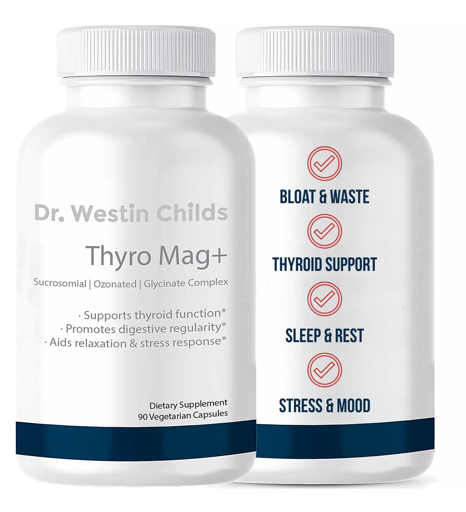 Thyro Mag+ Triple Magnesium Complex Magnesium Glycinate Sucrosomial & Mag O7 (Ozone) Thyroid & Adrenal Support Sleep Mood Energy 90 Capsules by Dr. Westin Childs - Buy Online on GoSupps.com