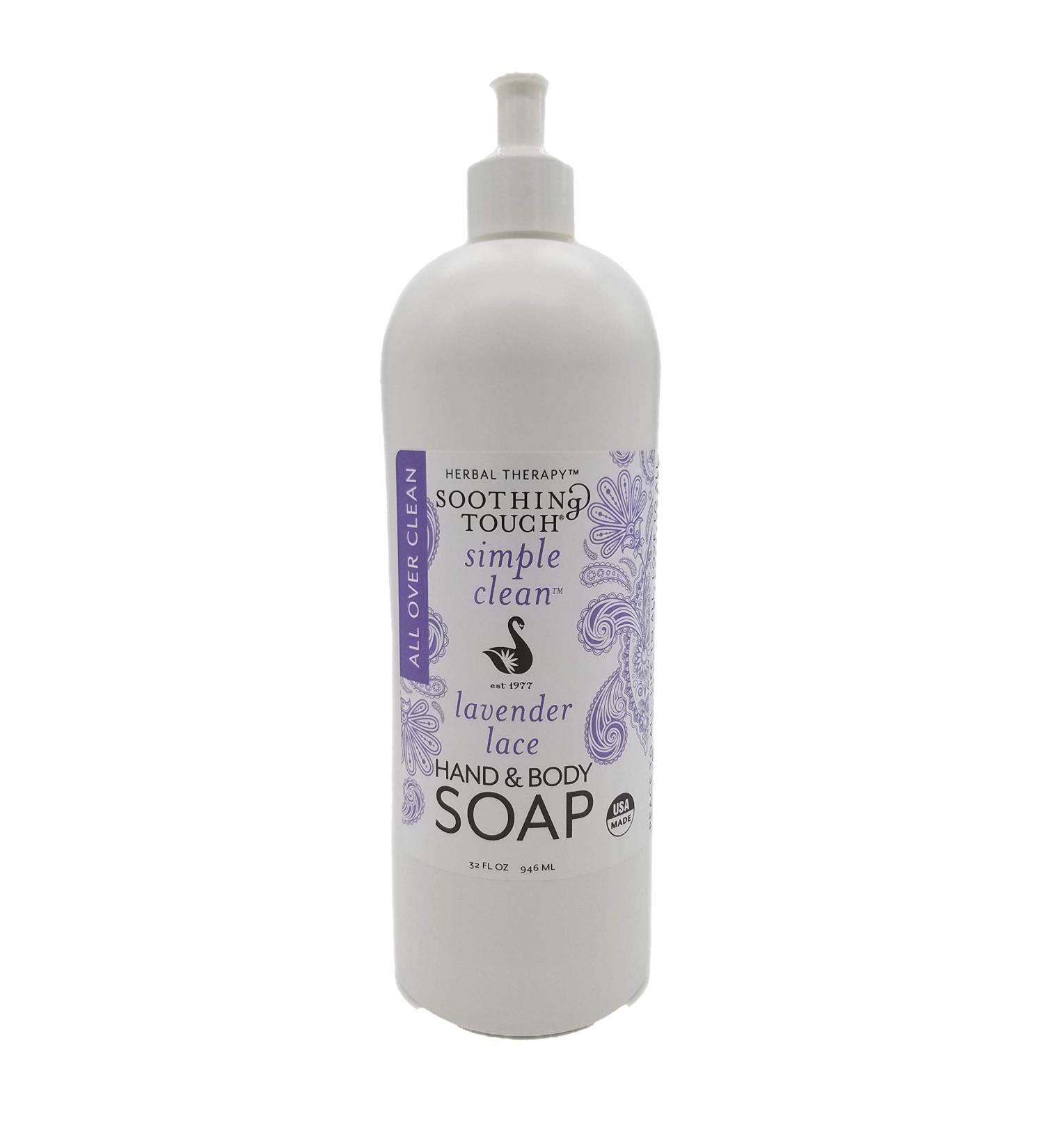 Soothing Touch Hand & Body Soap Lavender Lace 32 oz Professional Grade Lavender Oil Gentle Paraben Free Vegan
