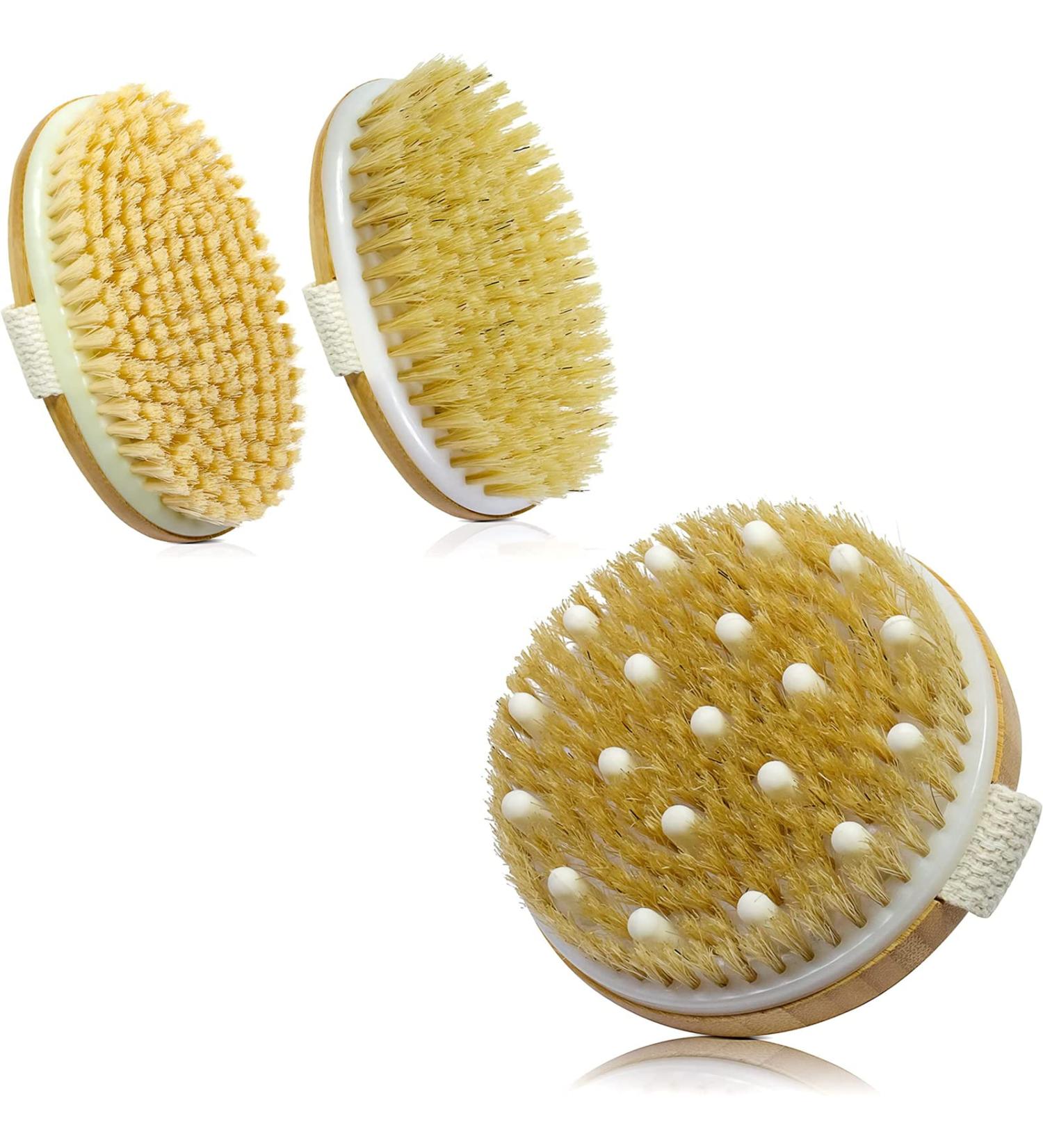 GiimiBash Bamboo Dry Body Brush for Smooth Skin, Blood Circulation, and Cellulite Treatment - Soft and Stiff Bristles - Suitable for All Skin Types - Buy Online on GoSupps.com