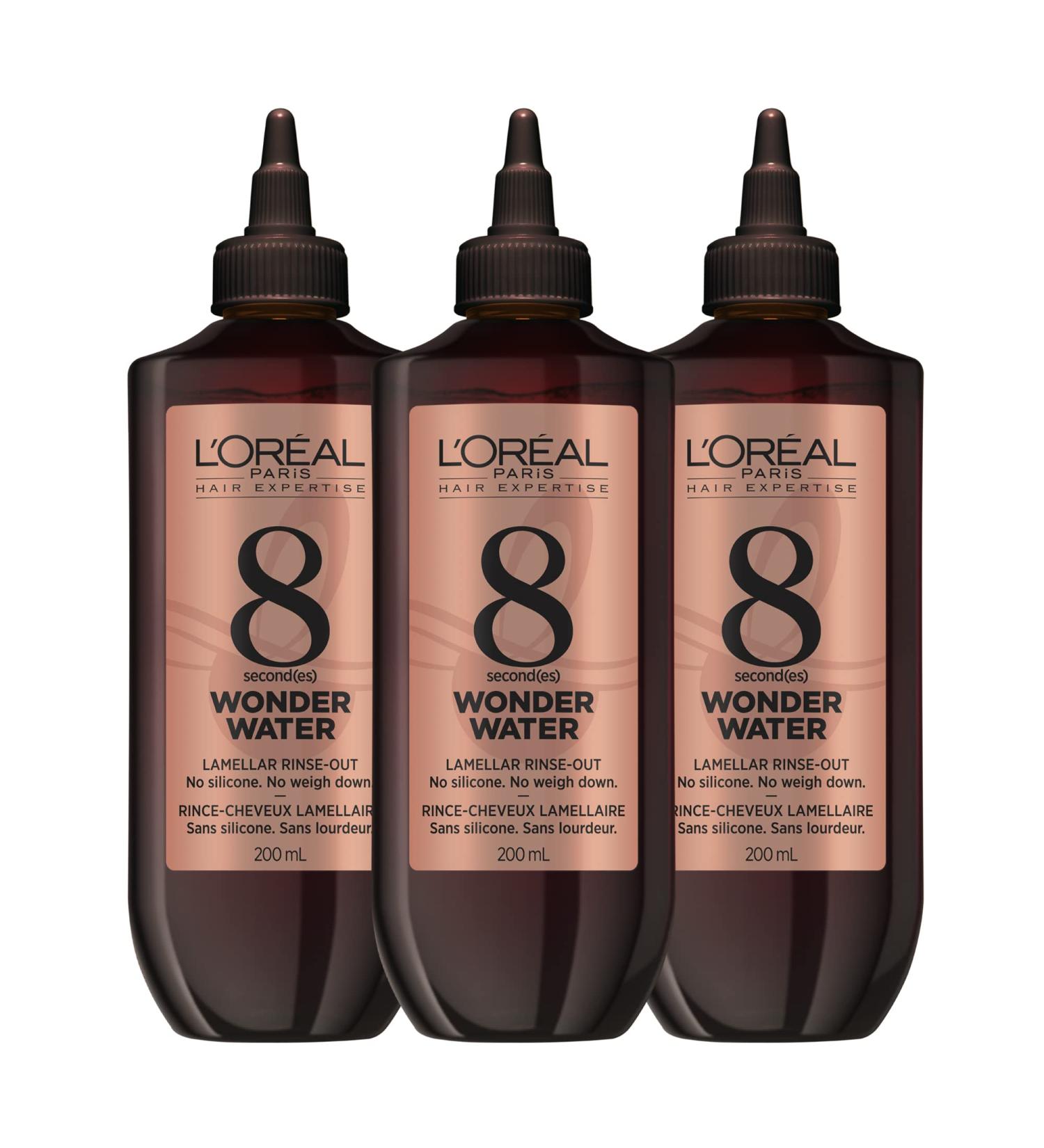 L'Or al Paris 8-Second Wonder Water Lamellar Rinse Out Pack for All Hair Types Infused with Protein to Resurface Damaged Hair Fibers Silicone Free 3x200ml - Buy Online on GoSupps.com